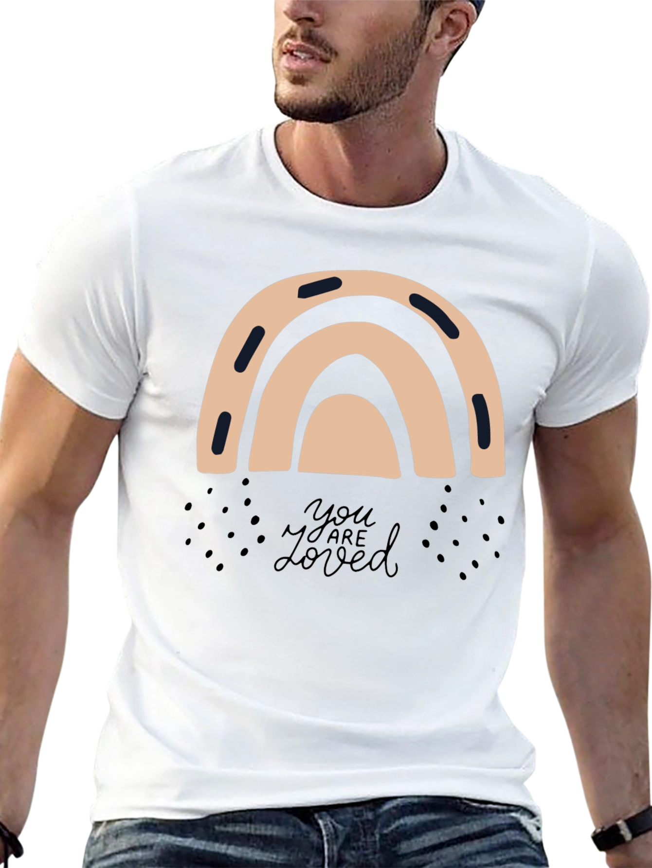 Stylish Rainbow Graphic Tee - You Are Loved