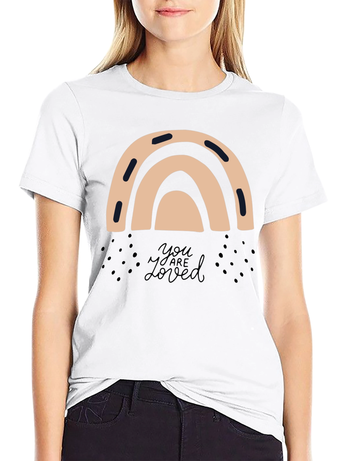 Stylish Rainbow Graphic Tee - You Are Loved