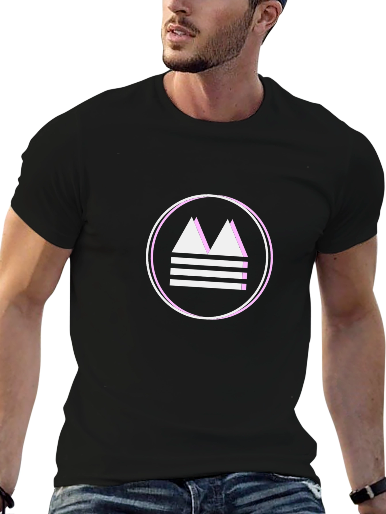 Modern Black T-Shirt with Geometric Logo