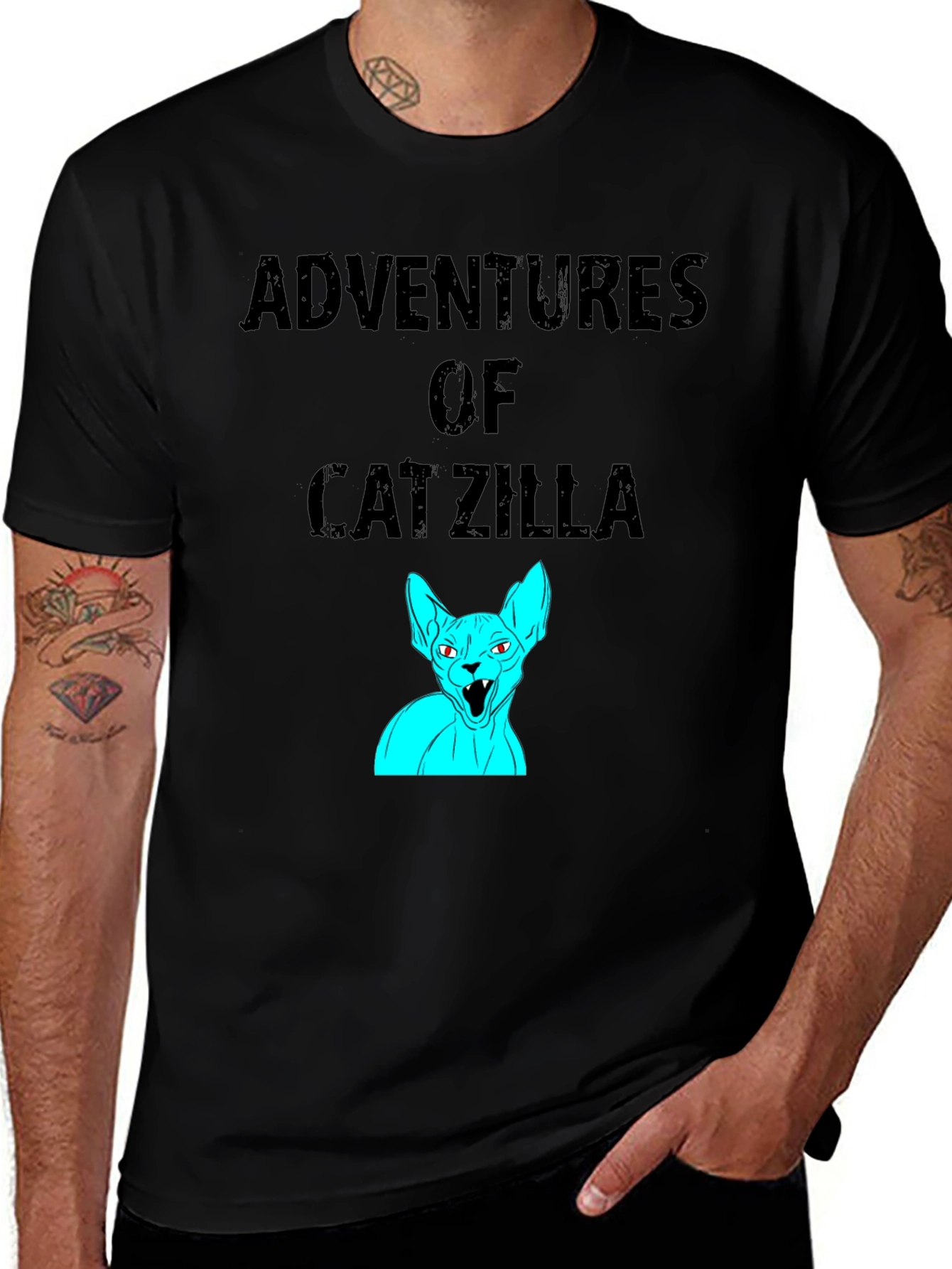 Adventures of Catzilla Black Graphic Tee