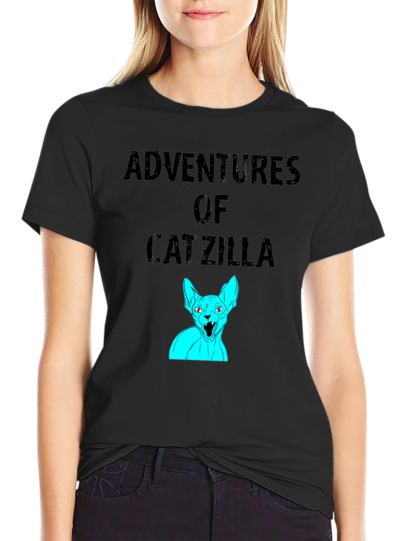 Adventures of Catzilla Black Graphic Tee