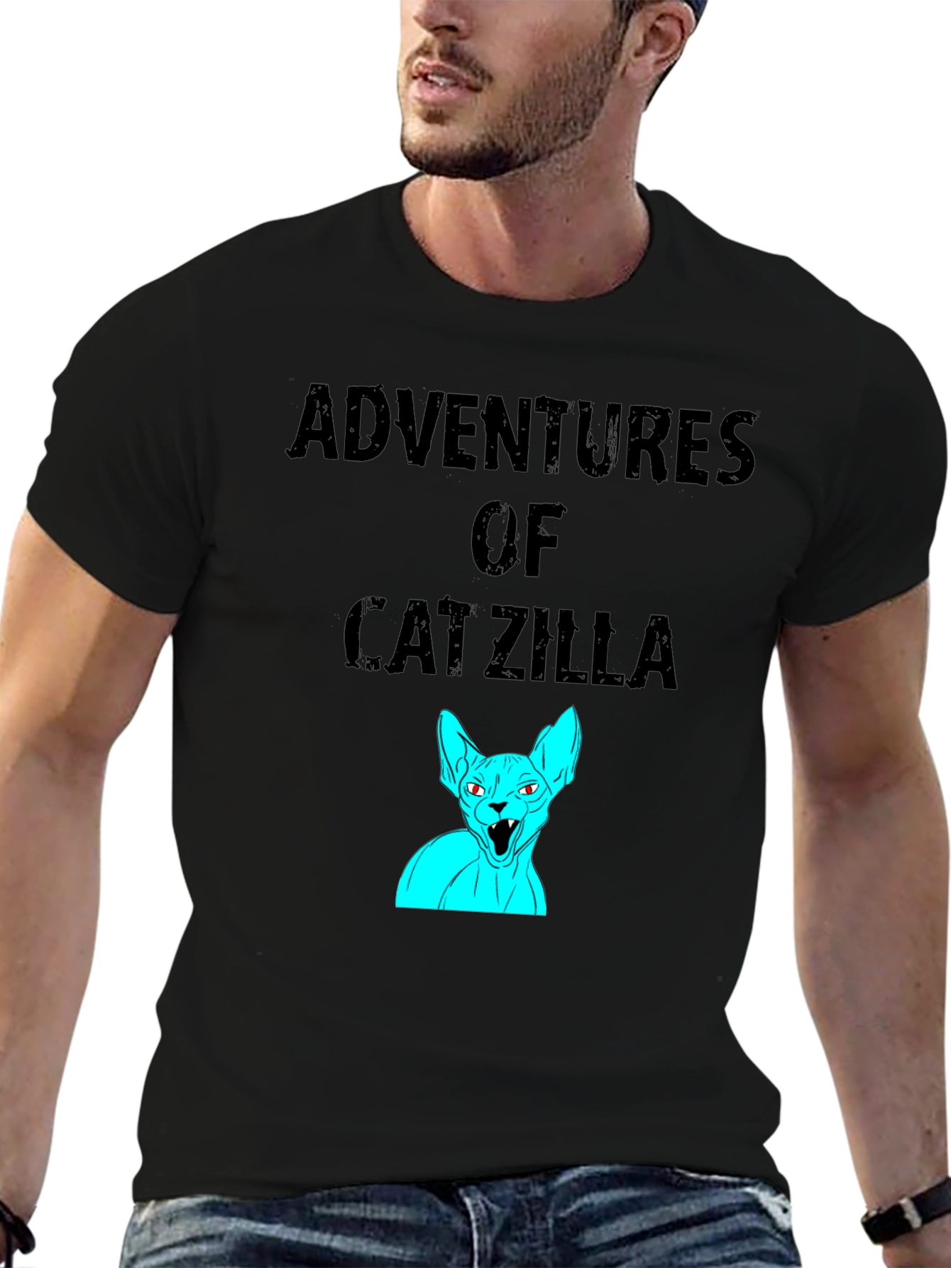 Adventures of Catzilla Black Graphic Tee