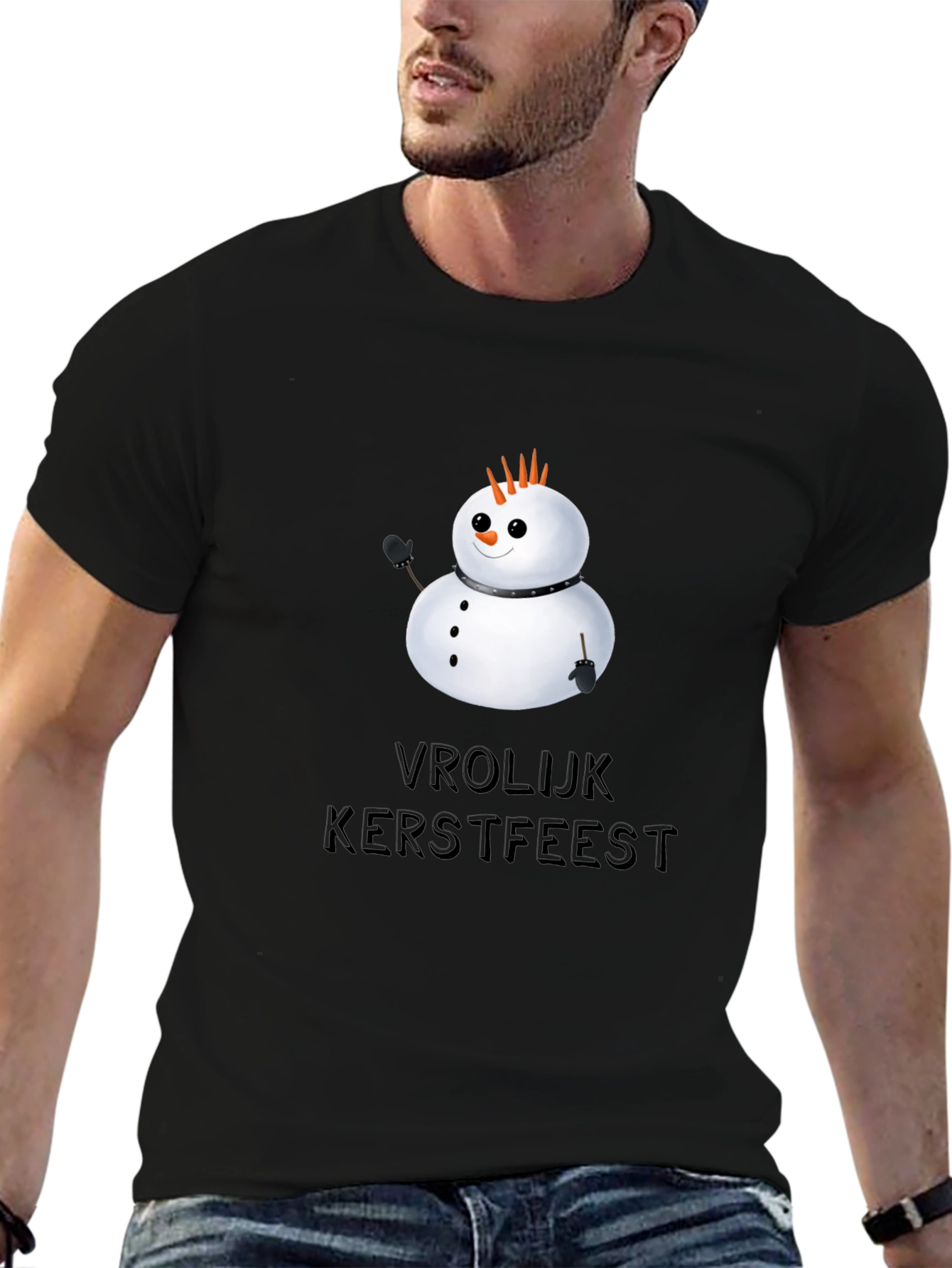 Vrolijk Kerstfeest Snowman Graphic Tee