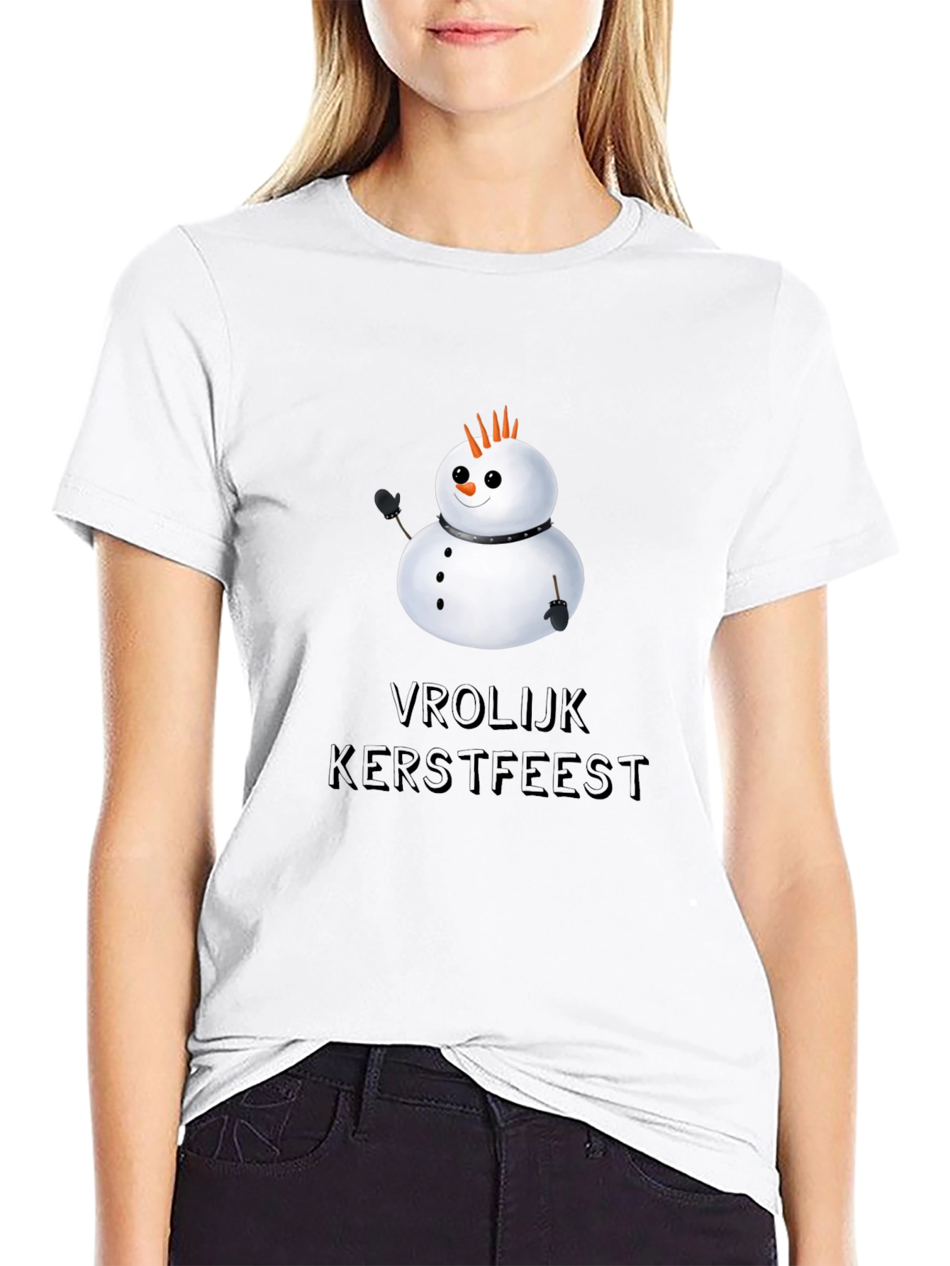 Vrolijk Kerstfeest Snowman Graphic Tee