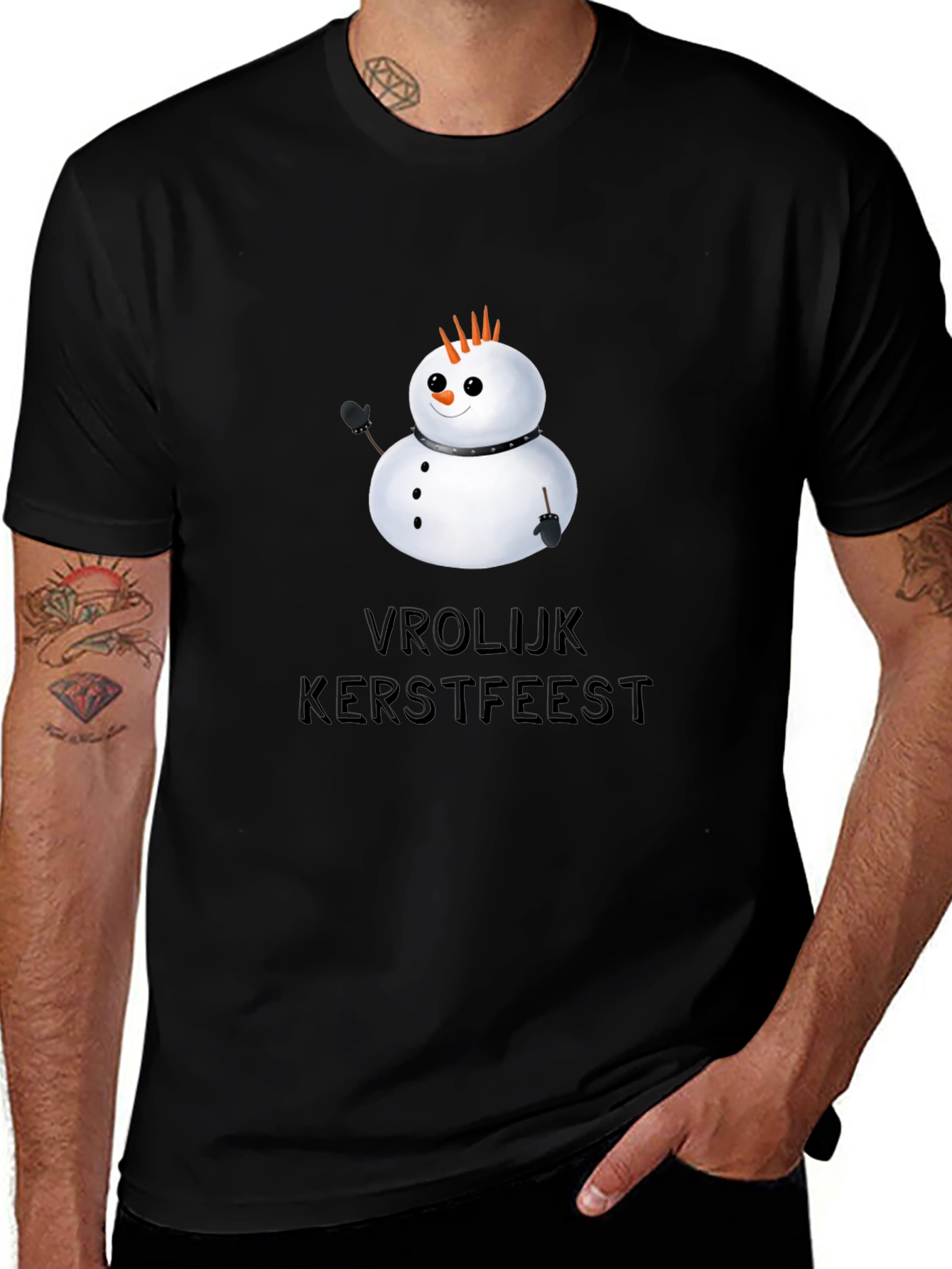Vrolijk Kerstfeest Snowman Graphic Tee