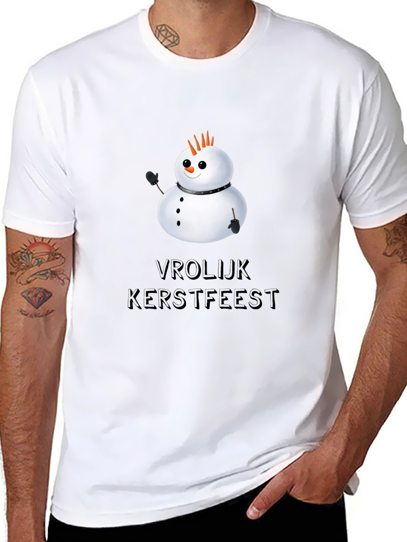 Vrolijk Kerstfeest Snowman Graphic Tee
