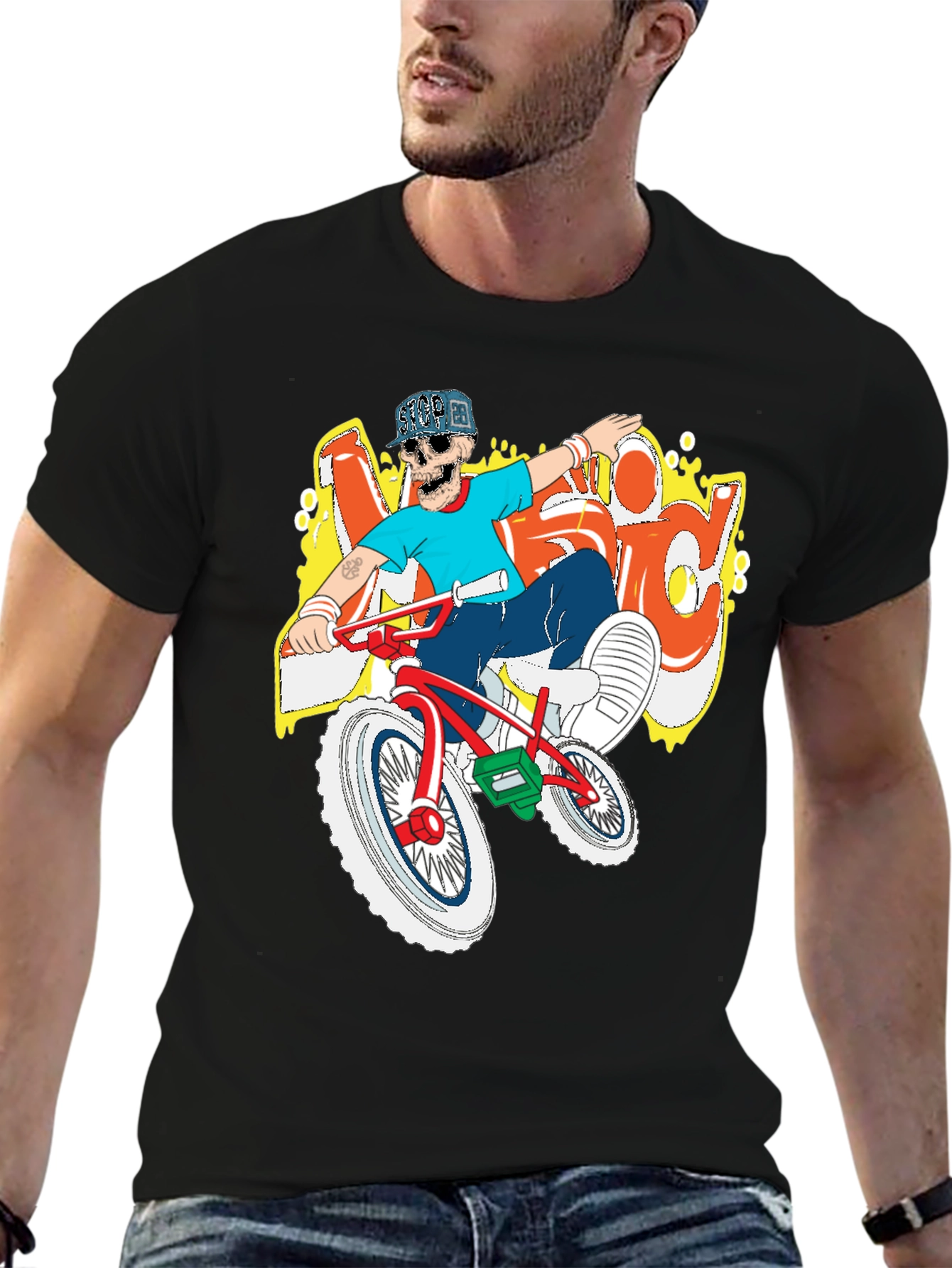 BMX Rider Skeleton Graphic Tee