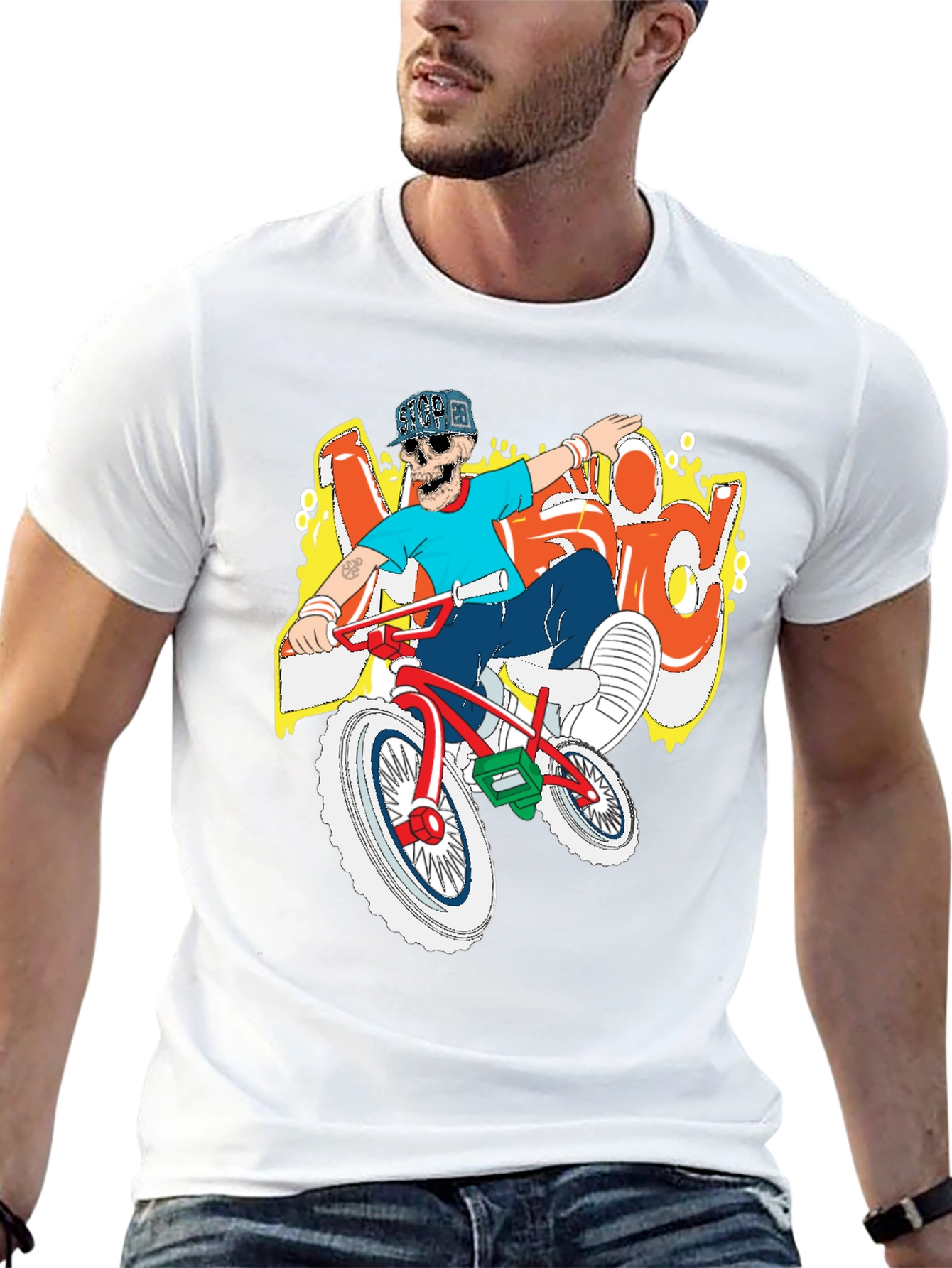 BMX Rider Skeleton Graphic Tee