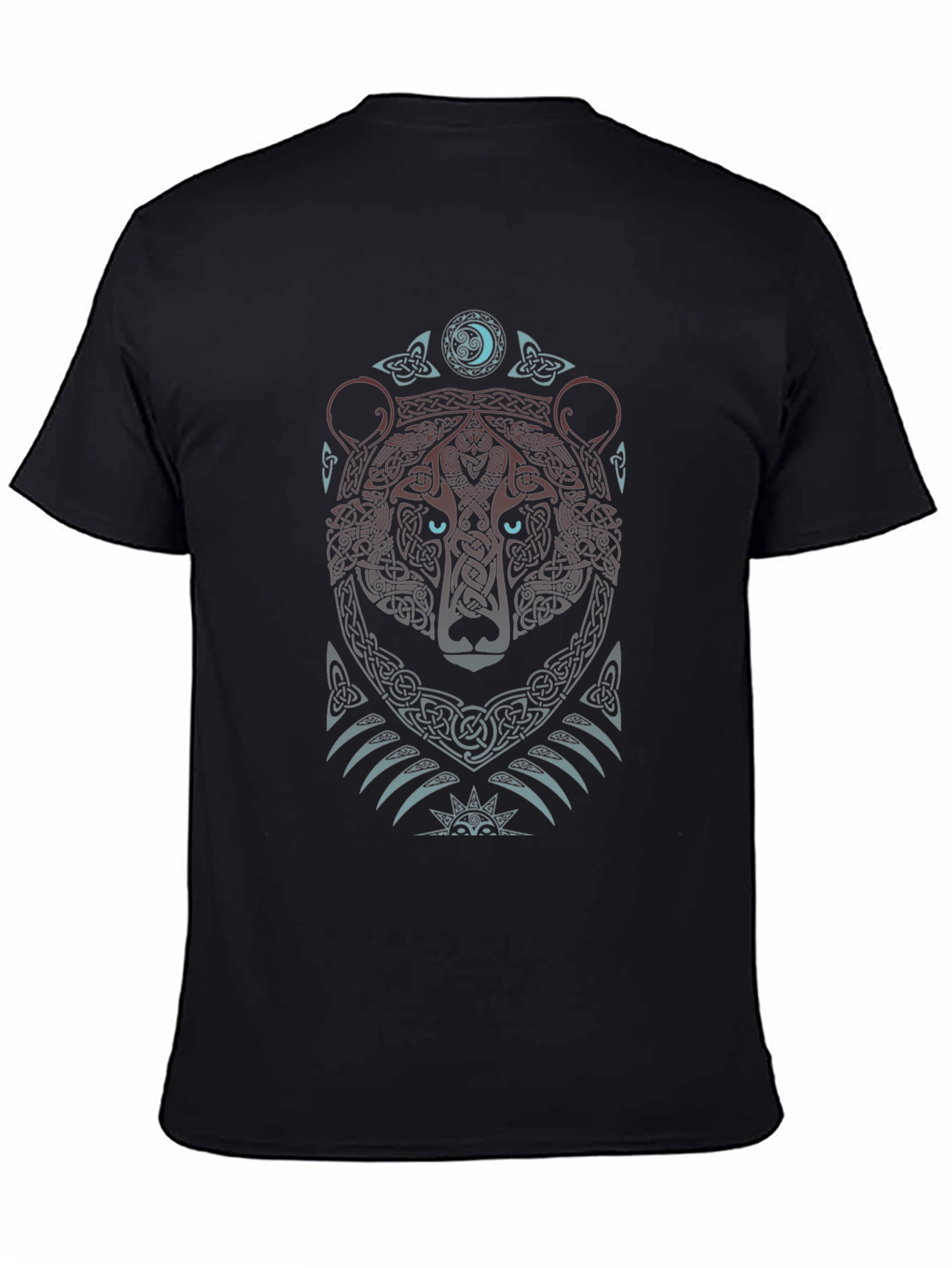 Celtic Bear T-Shirt: Tribal Knot Design Mens Black Tee