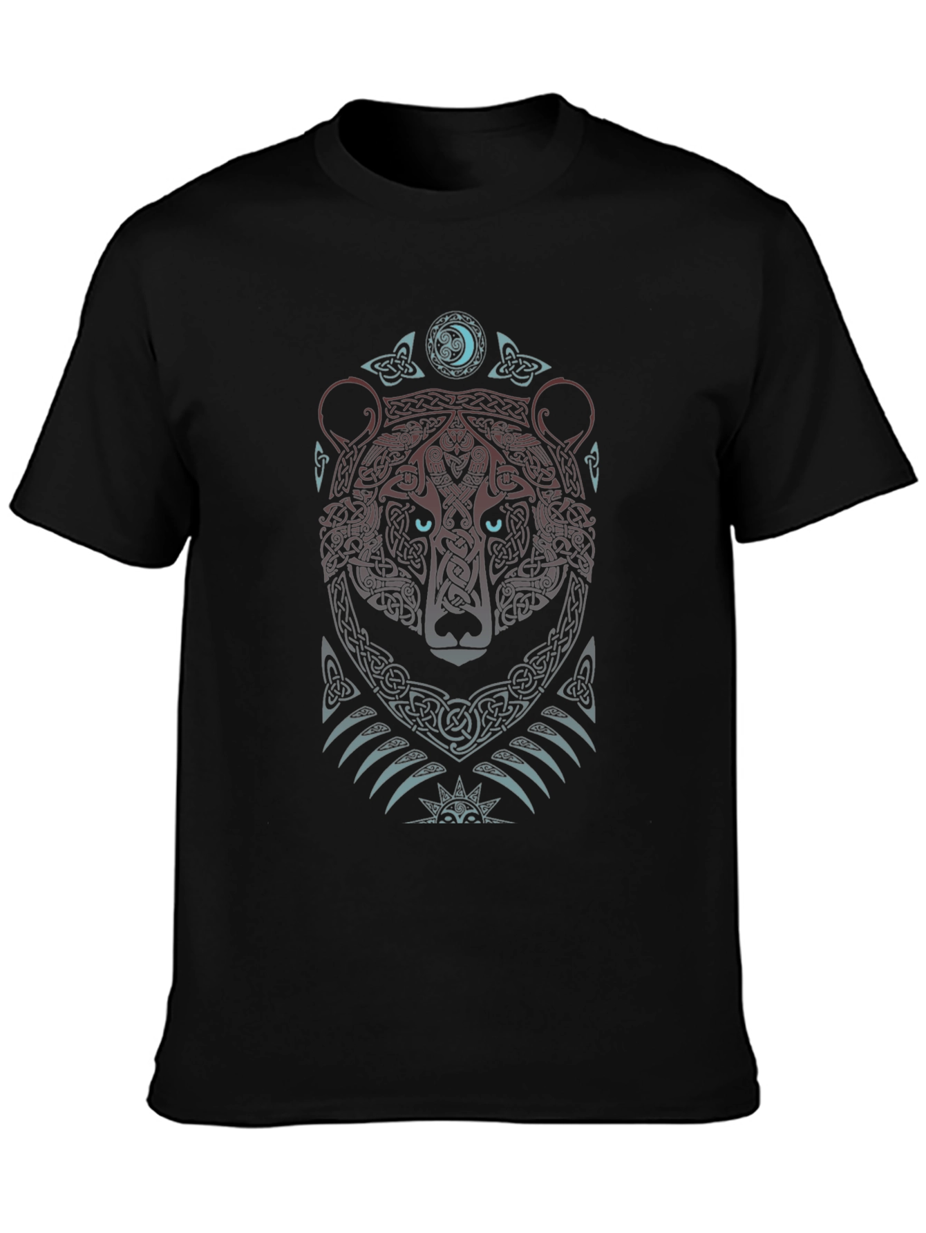 Celtic Bear T-Shirt: Tribal Knot Design Mens Black Tee
