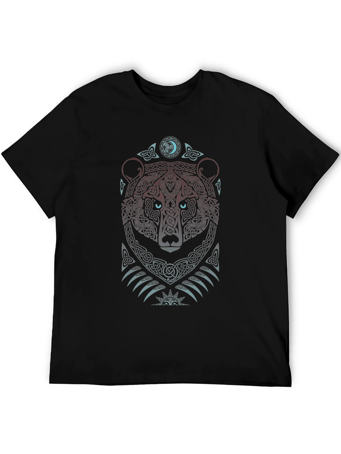 Celtic Bear T-Shirt: Tribal Knot Design Mens Black Tee