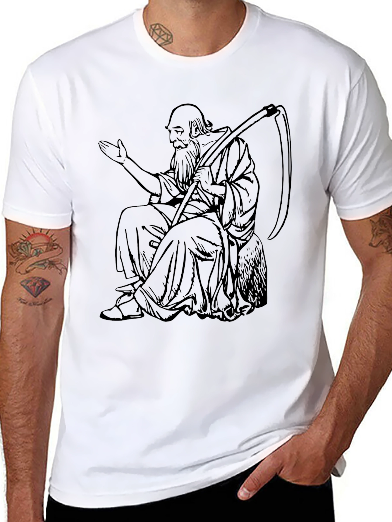 Grim Reaper on Black T-shirt