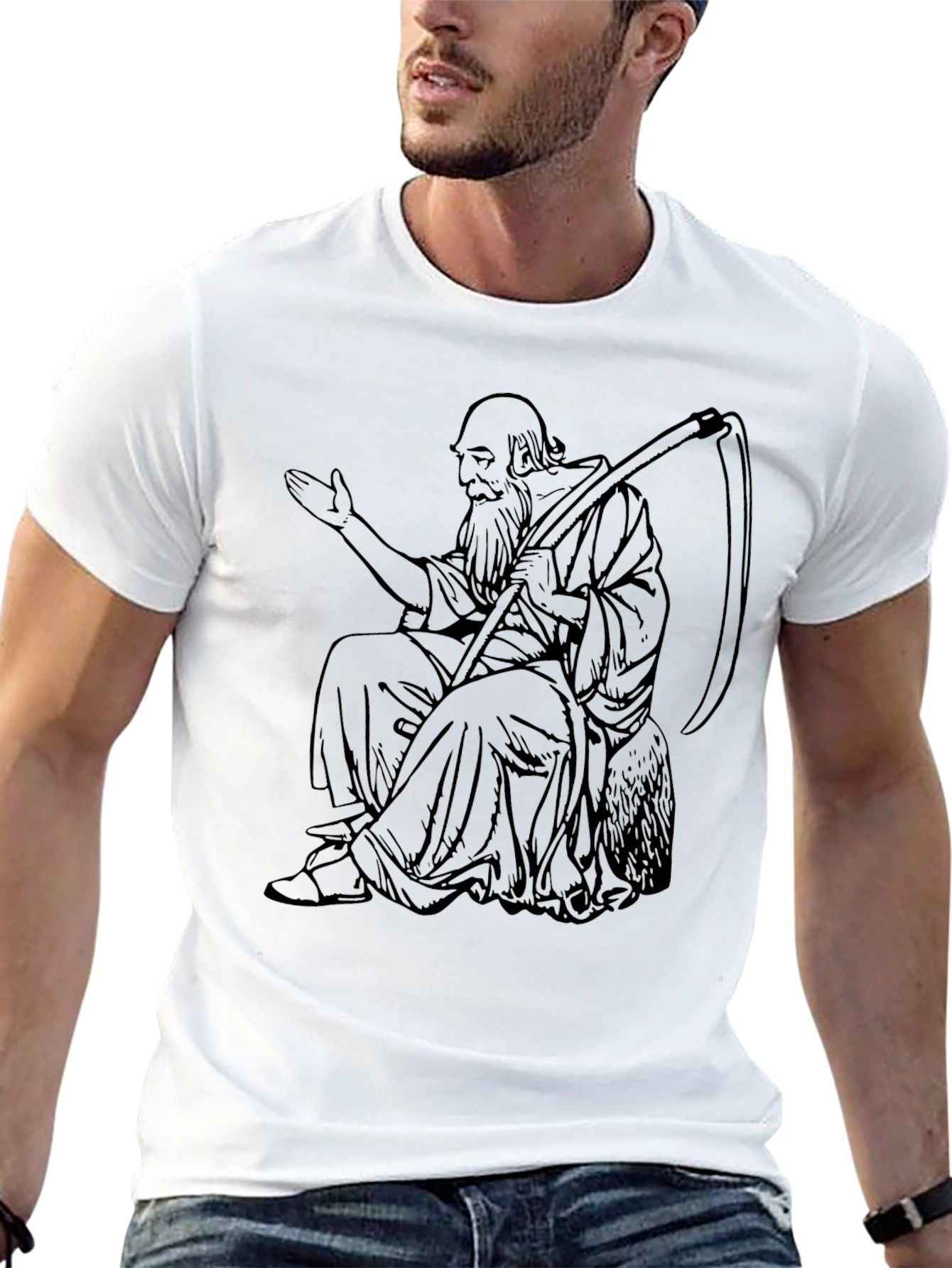 Grim Reaper on Black T-shirt