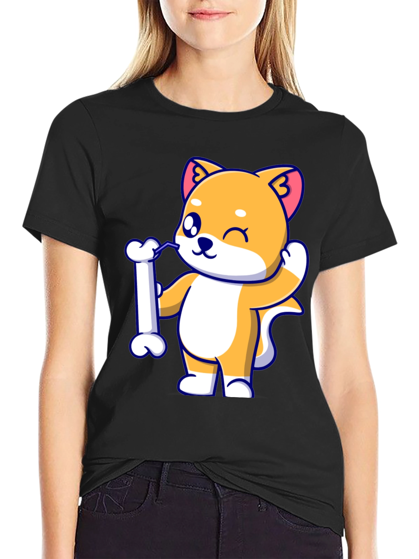 Cute Dog Bone Black T-Shirt