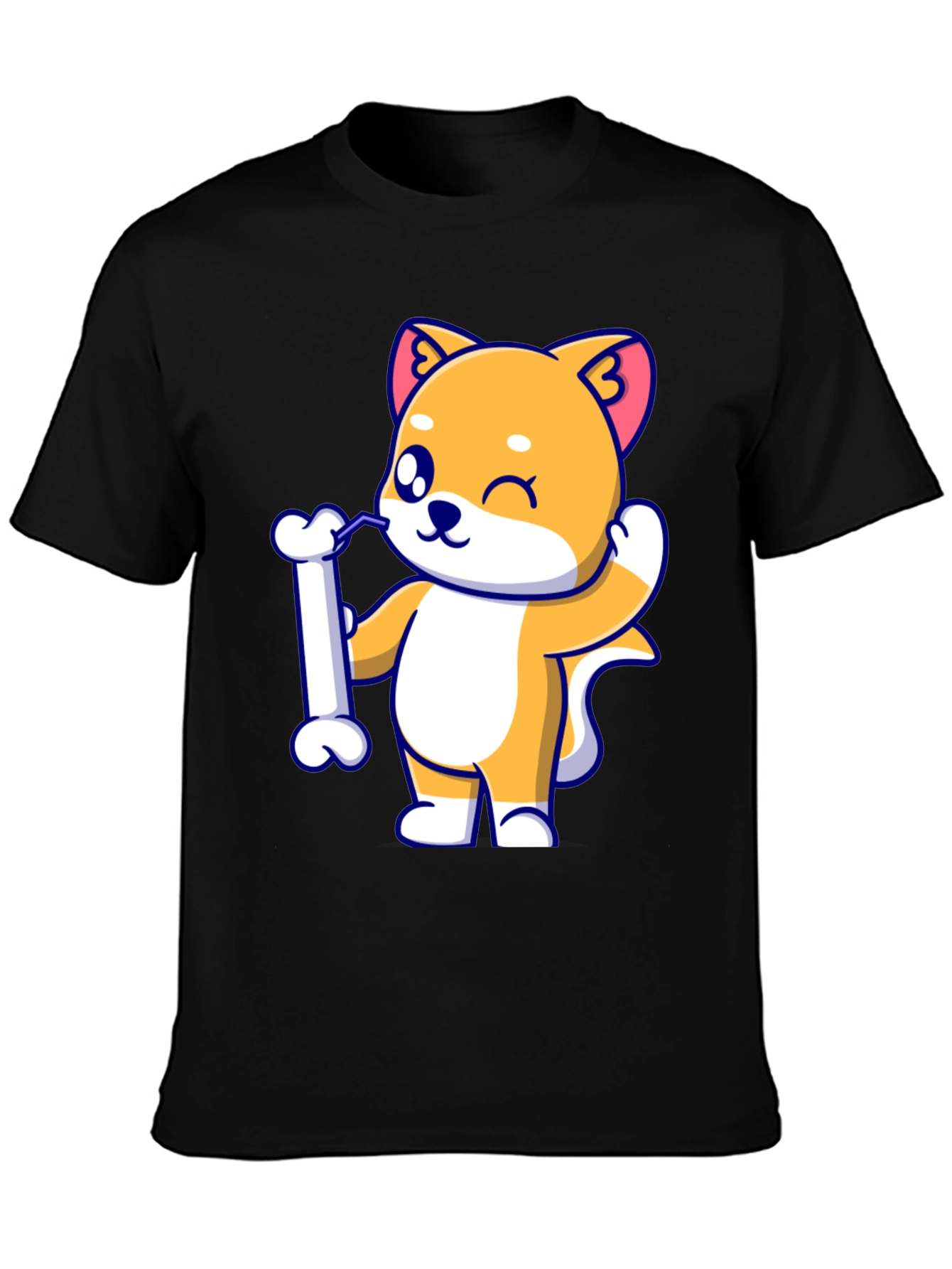Cute Dog Bone Black T-Shirt