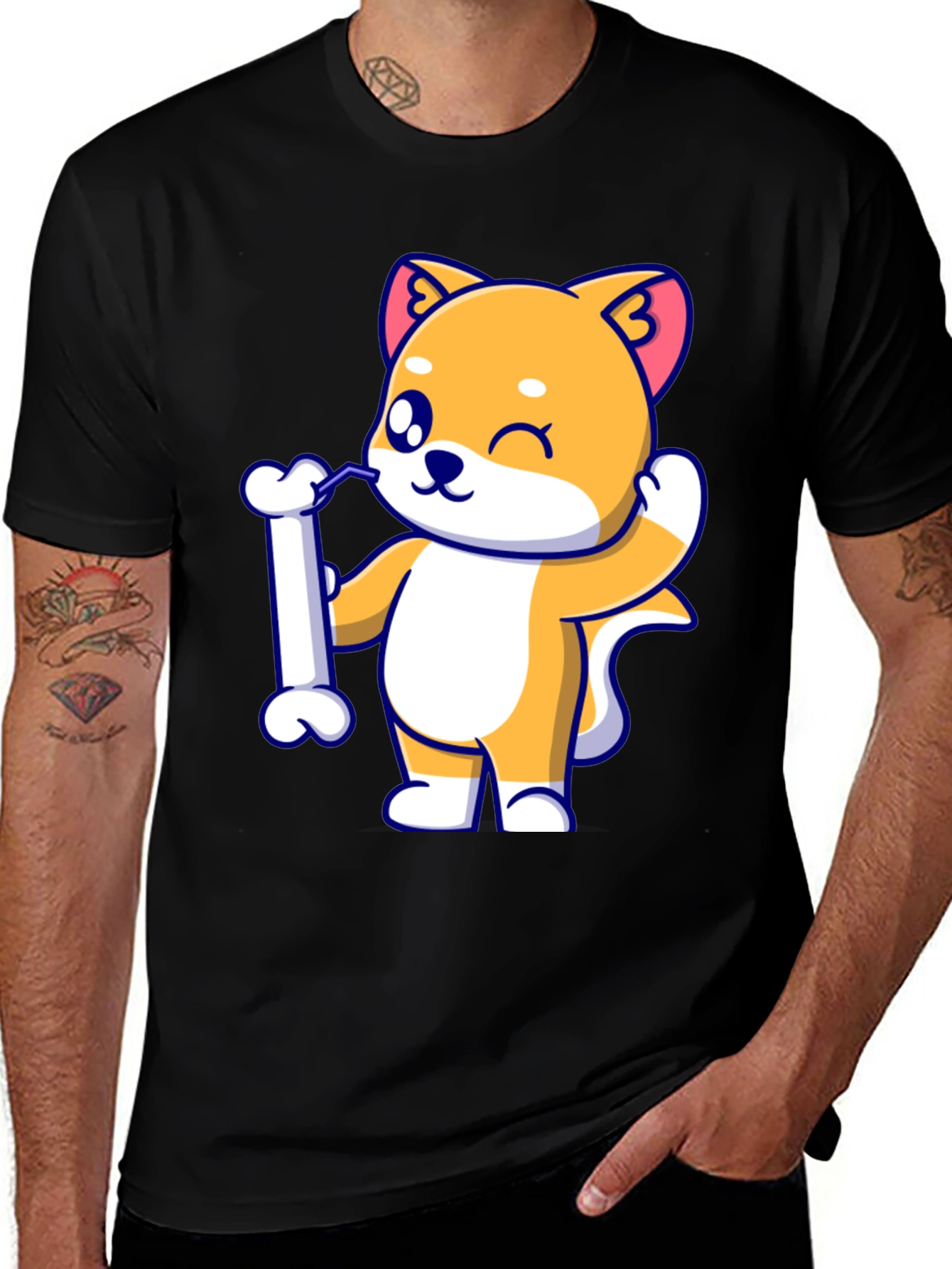 Cute Dog Bone Black T-Shirt