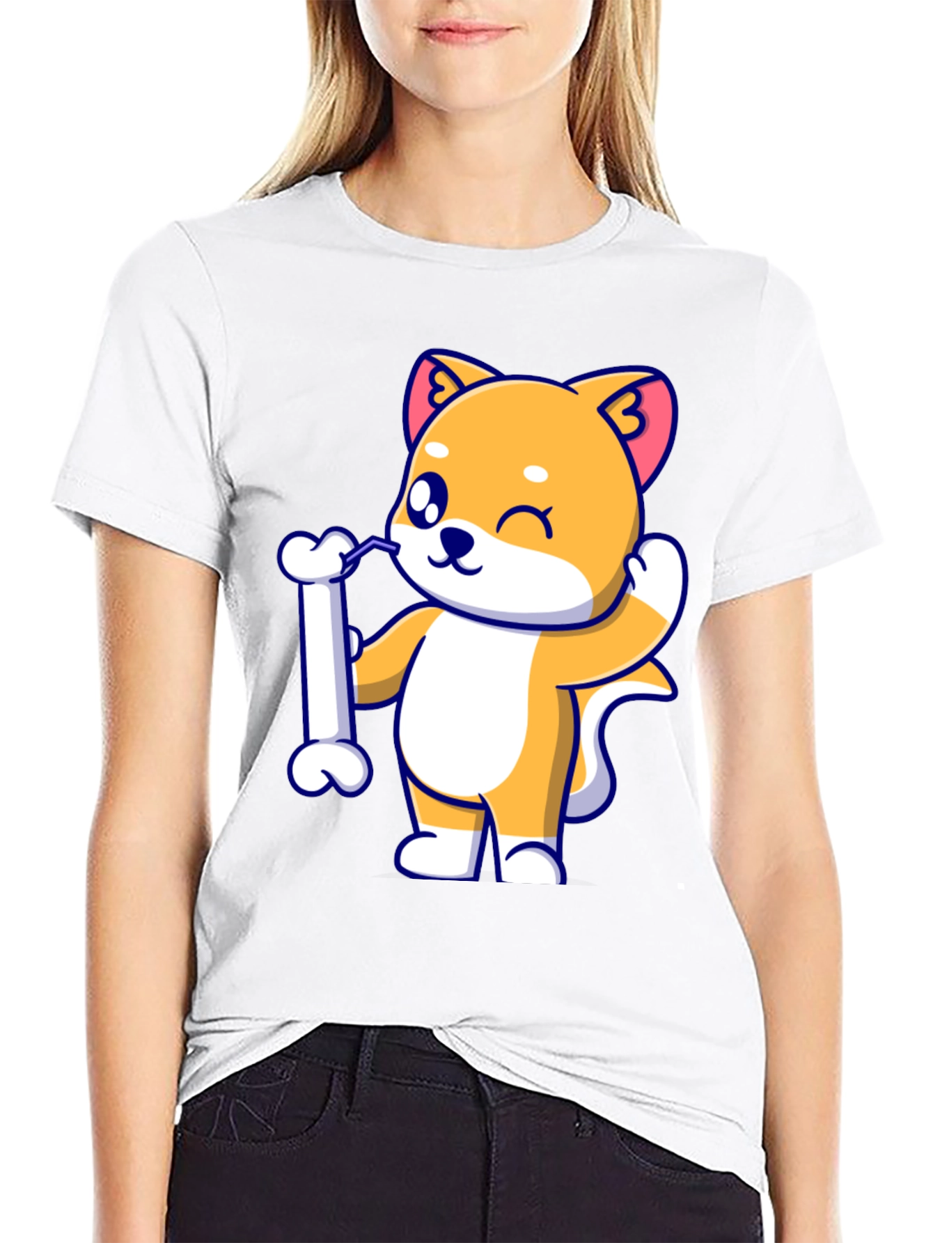 Cute Dog Bone Black T-Shirt