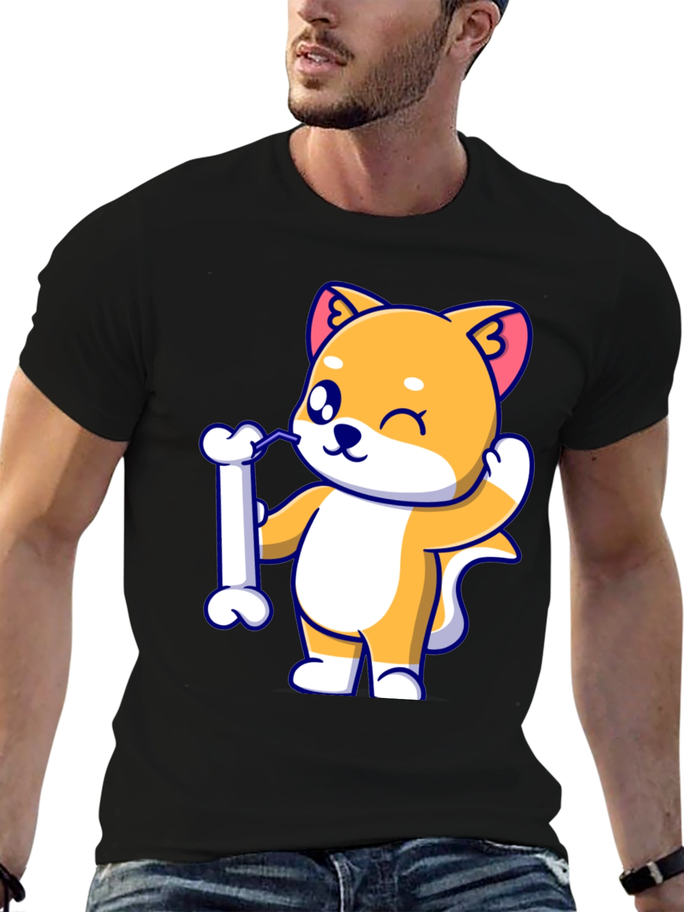 Cute Dog Bone Black T-Shirt