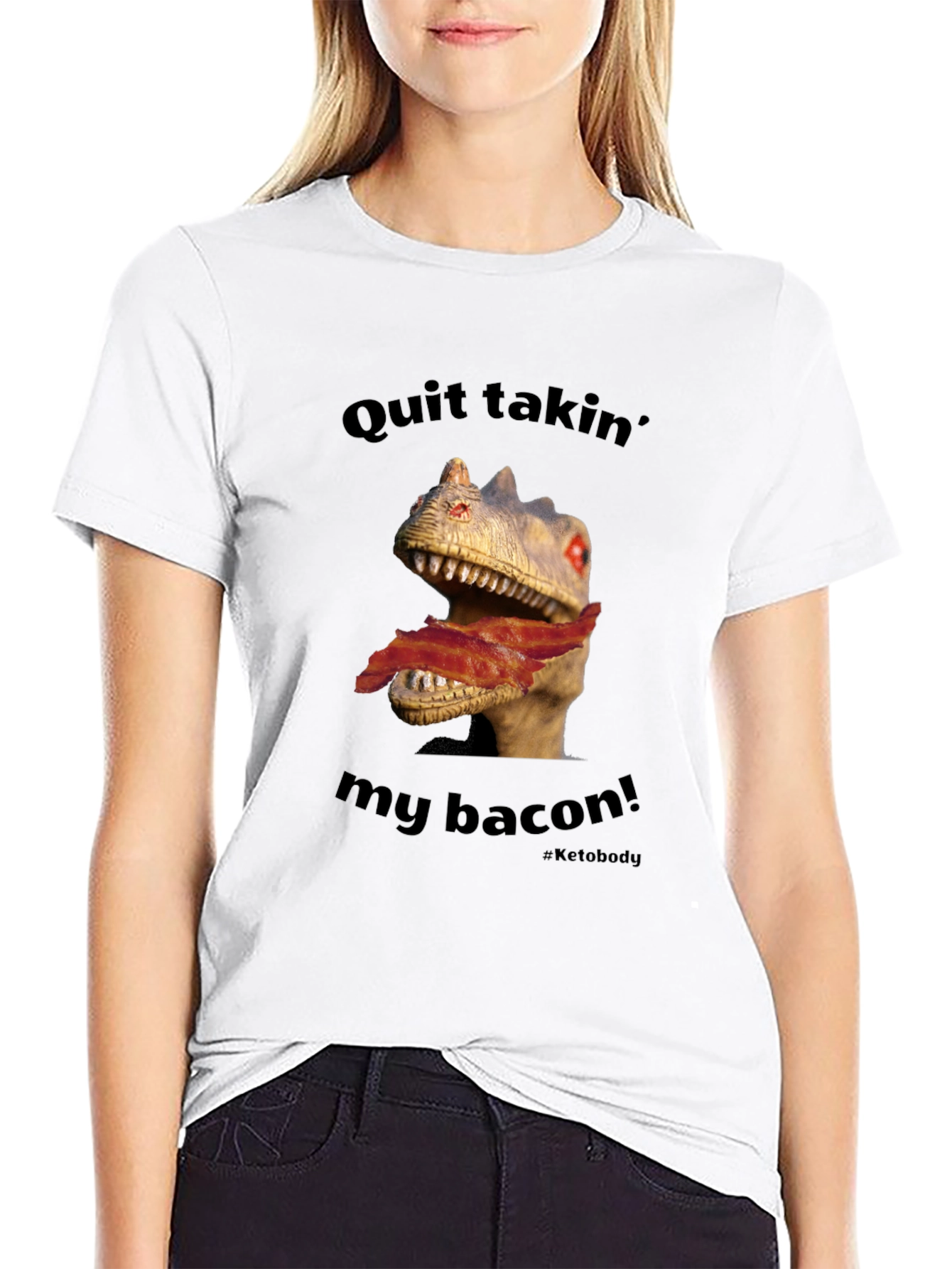 Dino Bacon Mens Graphic Tee - Funny Novelty Shirt