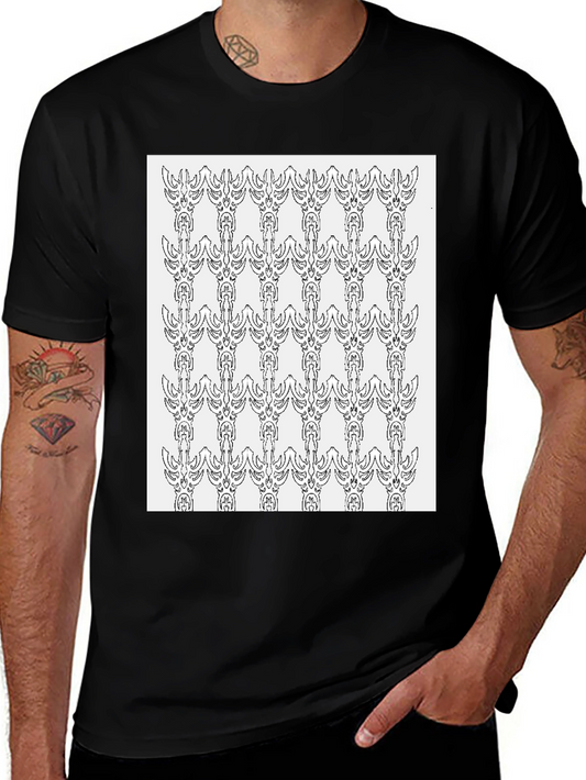 Patterned Graphic Tee - Modern Black T-Shirt