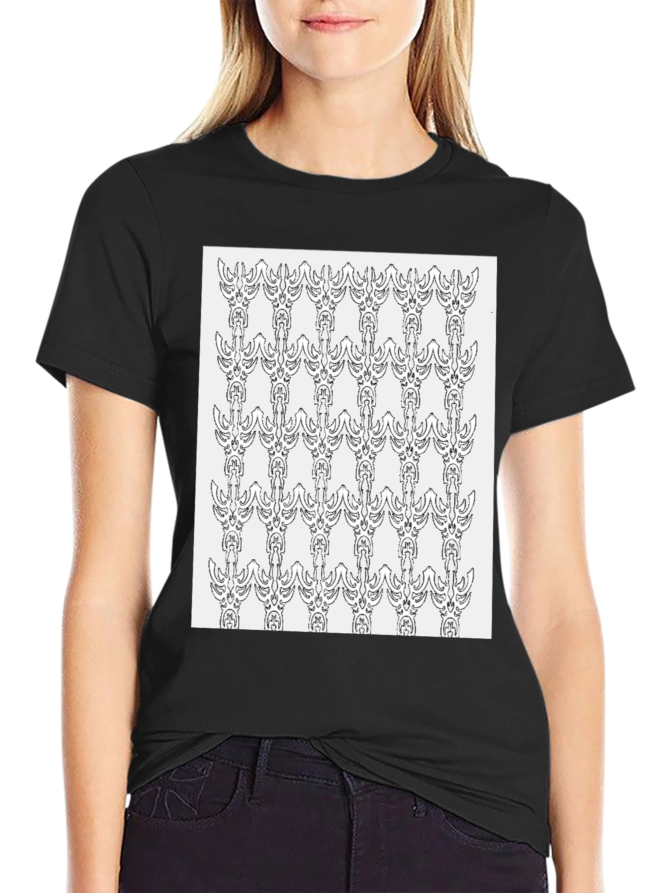 Patterned Graphic Tee - Modern Black T-Shirt
