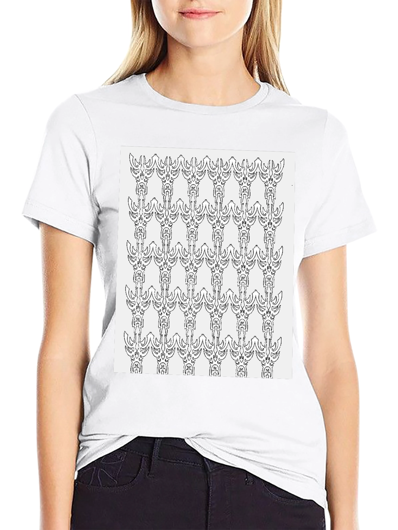 Patterned Graphic Tee - Modern Black T-Shirt
