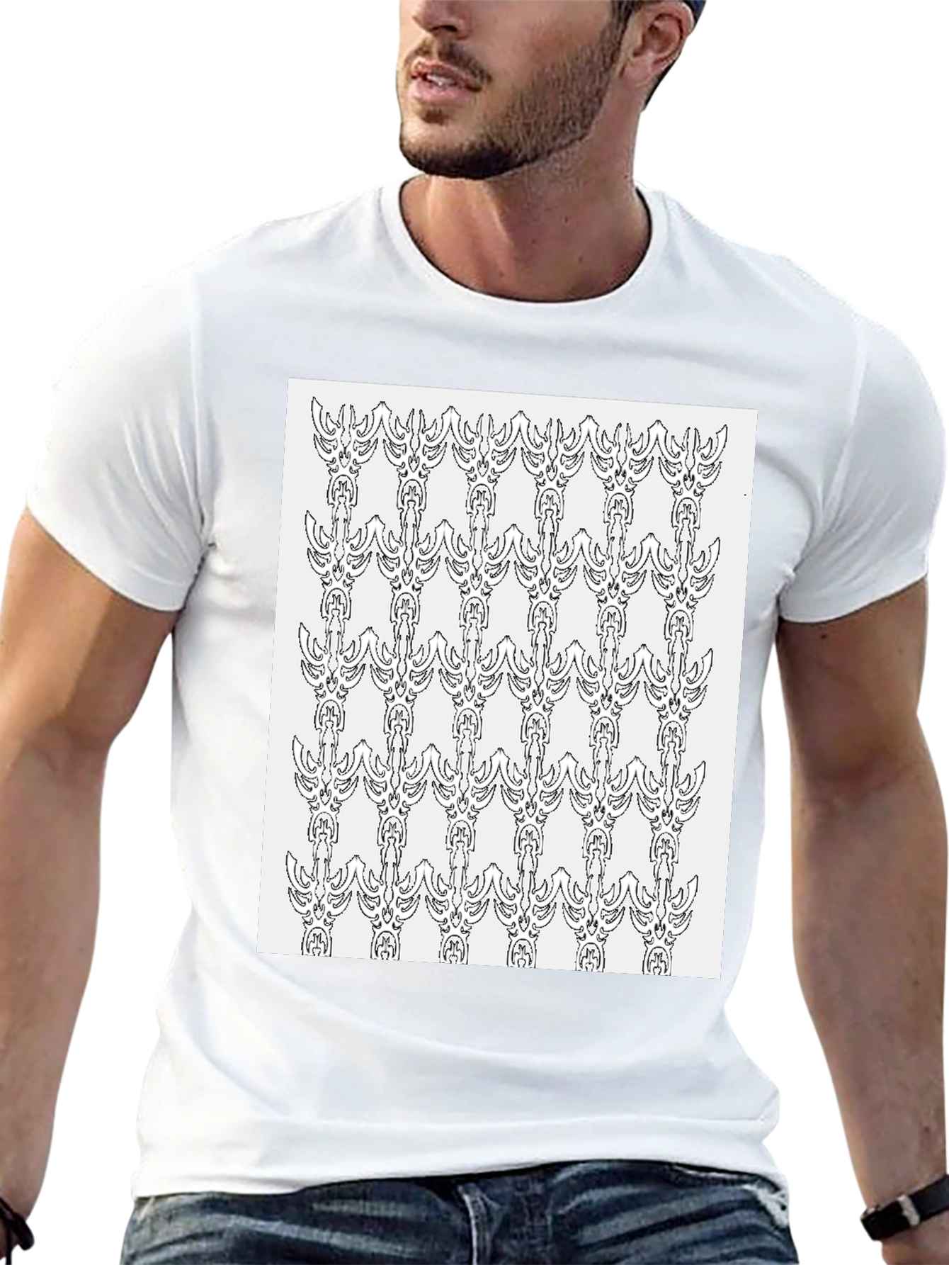 Patterned Graphic Tee - Modern Black T-Shirt