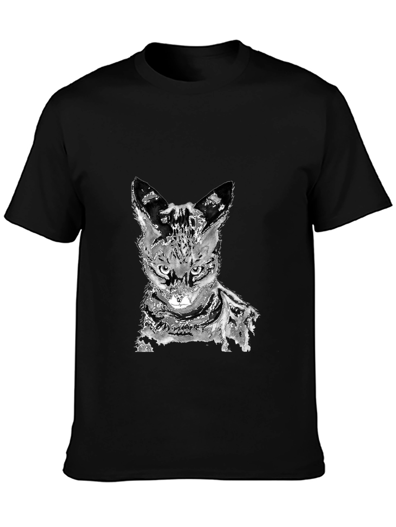 Abstract Cat Graphic Tee - Unisex Black T-Shirt