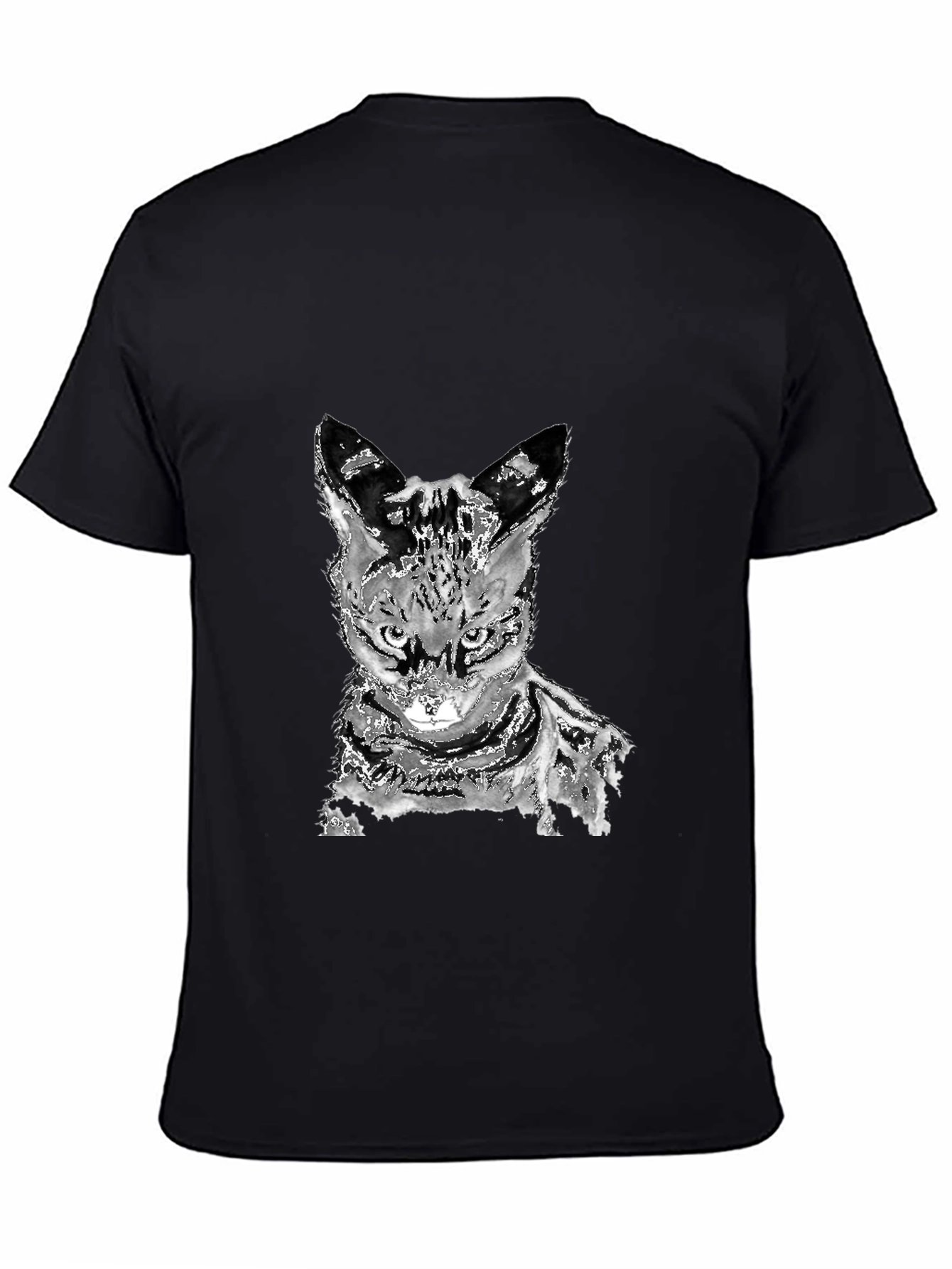 Abstract Cat Graphic Tee - Unisex Black T-Shirt