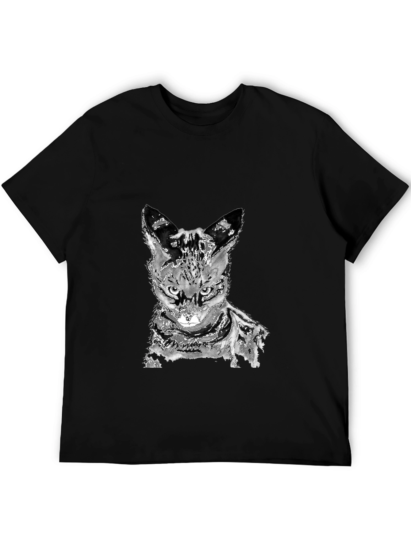 Abstract Cat Graphic Tee - Unisex Black T-Shirt
