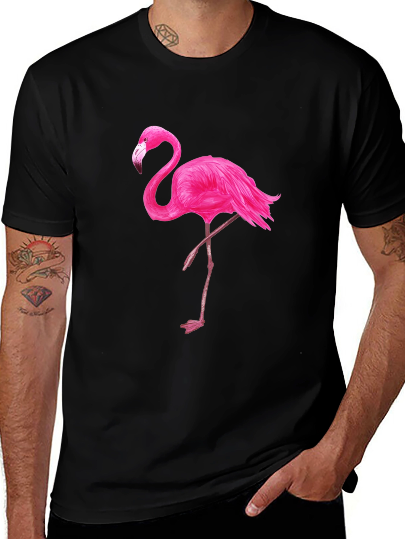 Black Flamingo Graphic Tee - Mens Fashion