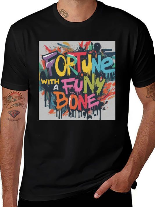Fortune With a Funny Bone Graphic Tee - Black Cotton Blend