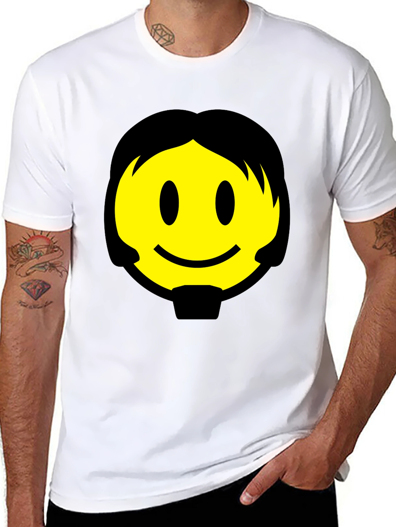 Smiley Face Graphic Black T-Shirt