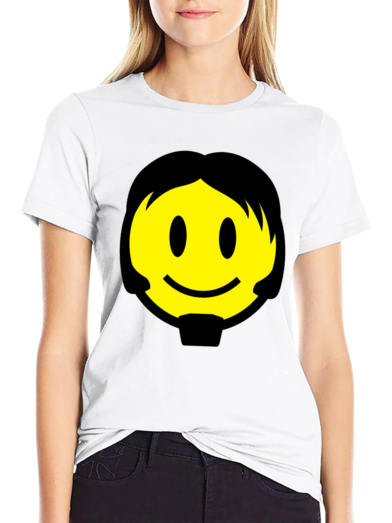Smiley Face Graphic Black T-Shirt