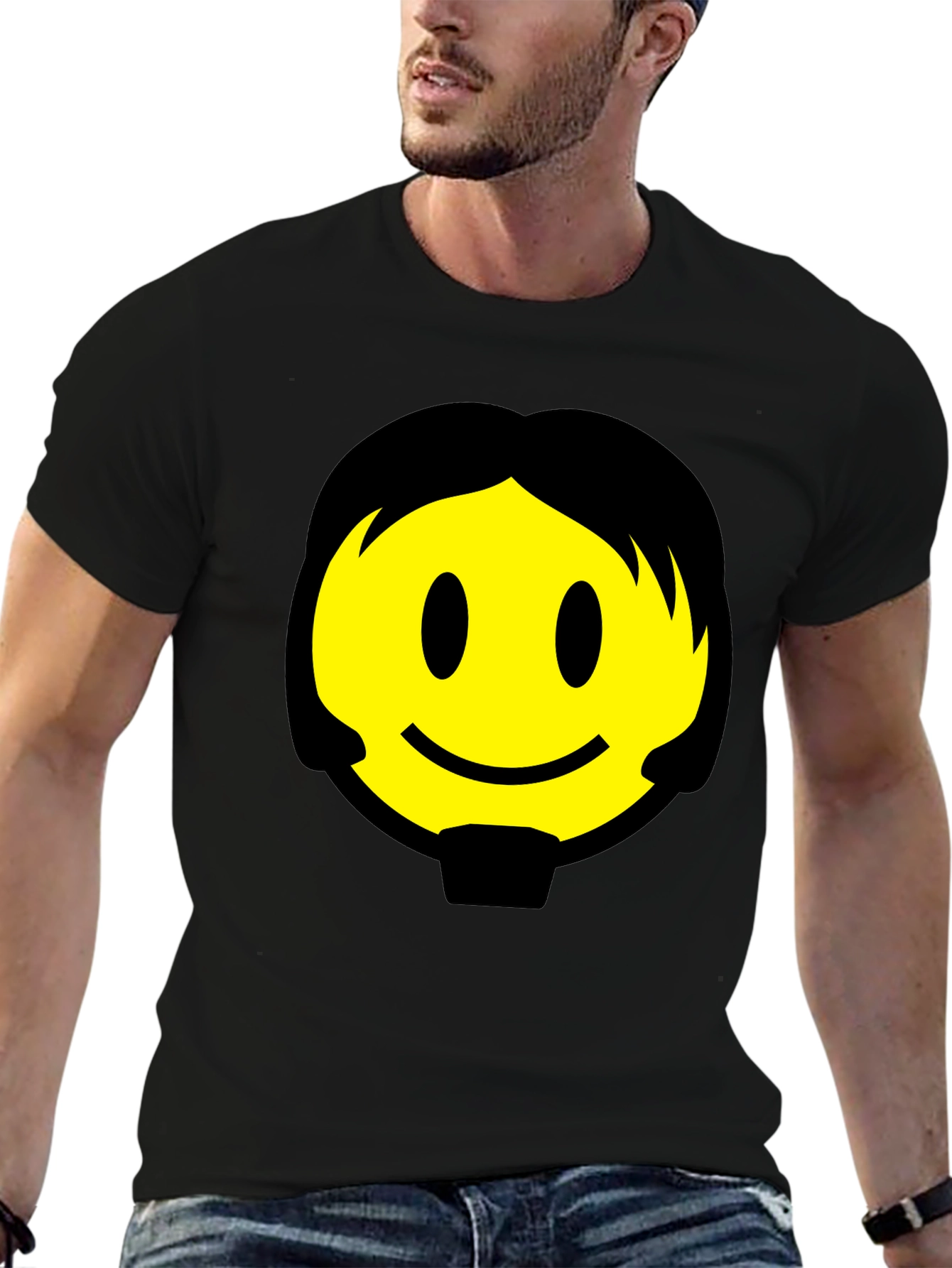 Smiley Face Graphic Black T-Shirt
