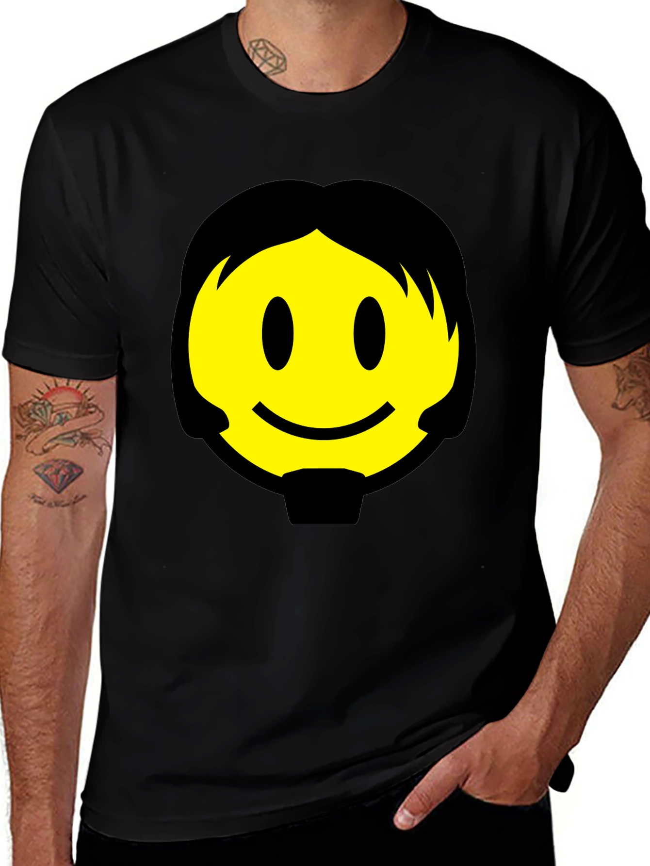 Smiley Face Graphic Black T-Shirt