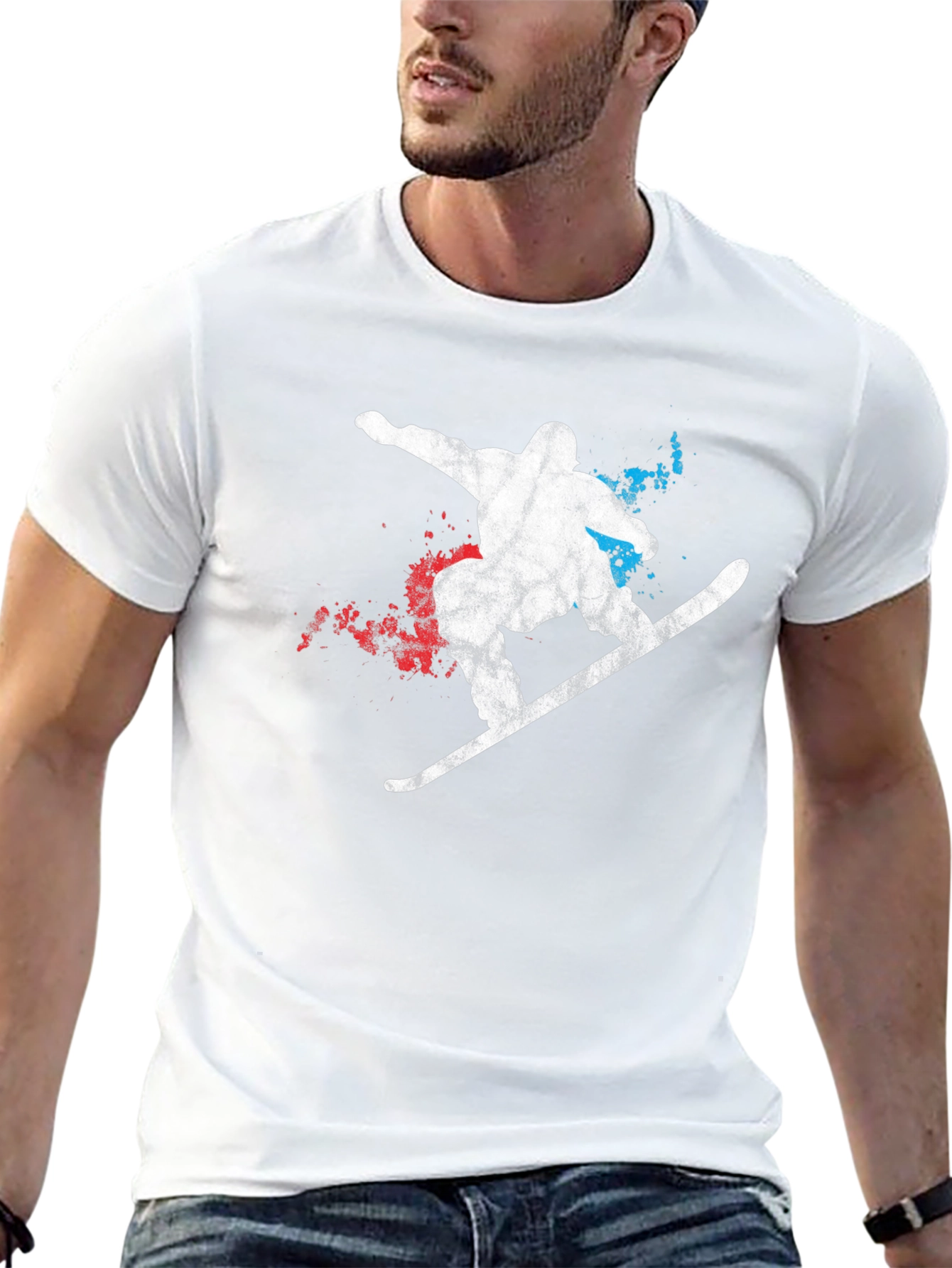 Snowboarder Graphic Tee - Mens Black Cotton T-Shirt