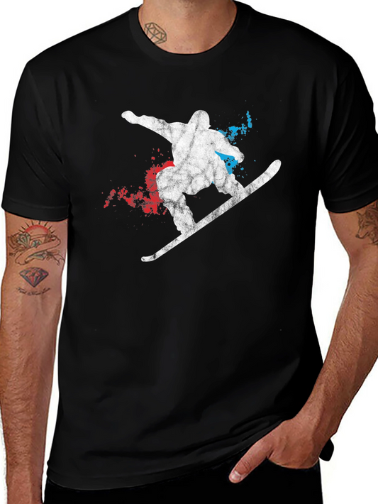 Snowboarder Graphic Tee - Mens Black Cotton T-Shirt