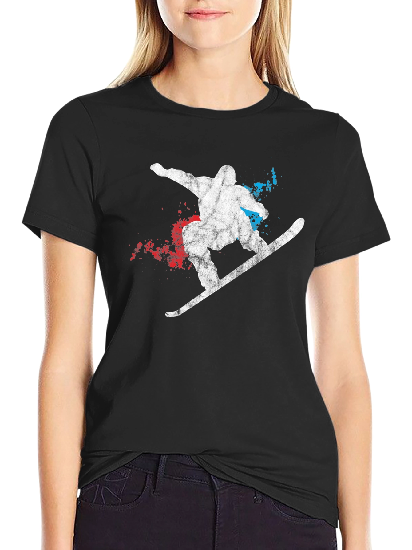 Snowboarder Graphic Tee - Mens Black Cotton T-Shirt
