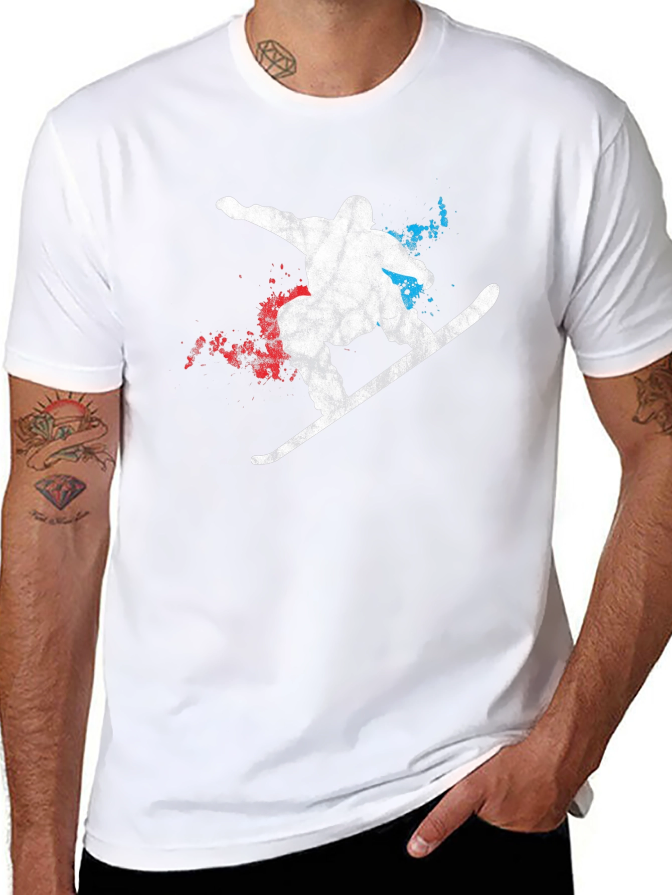 Snowboarder Graphic Tee - Mens Black Cotton T-Shirt