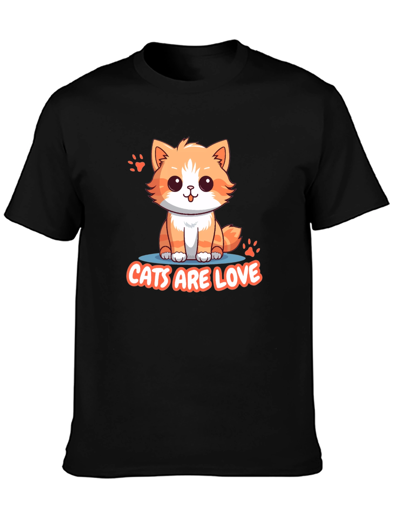Cute Cats Are Love Black T-Shirt