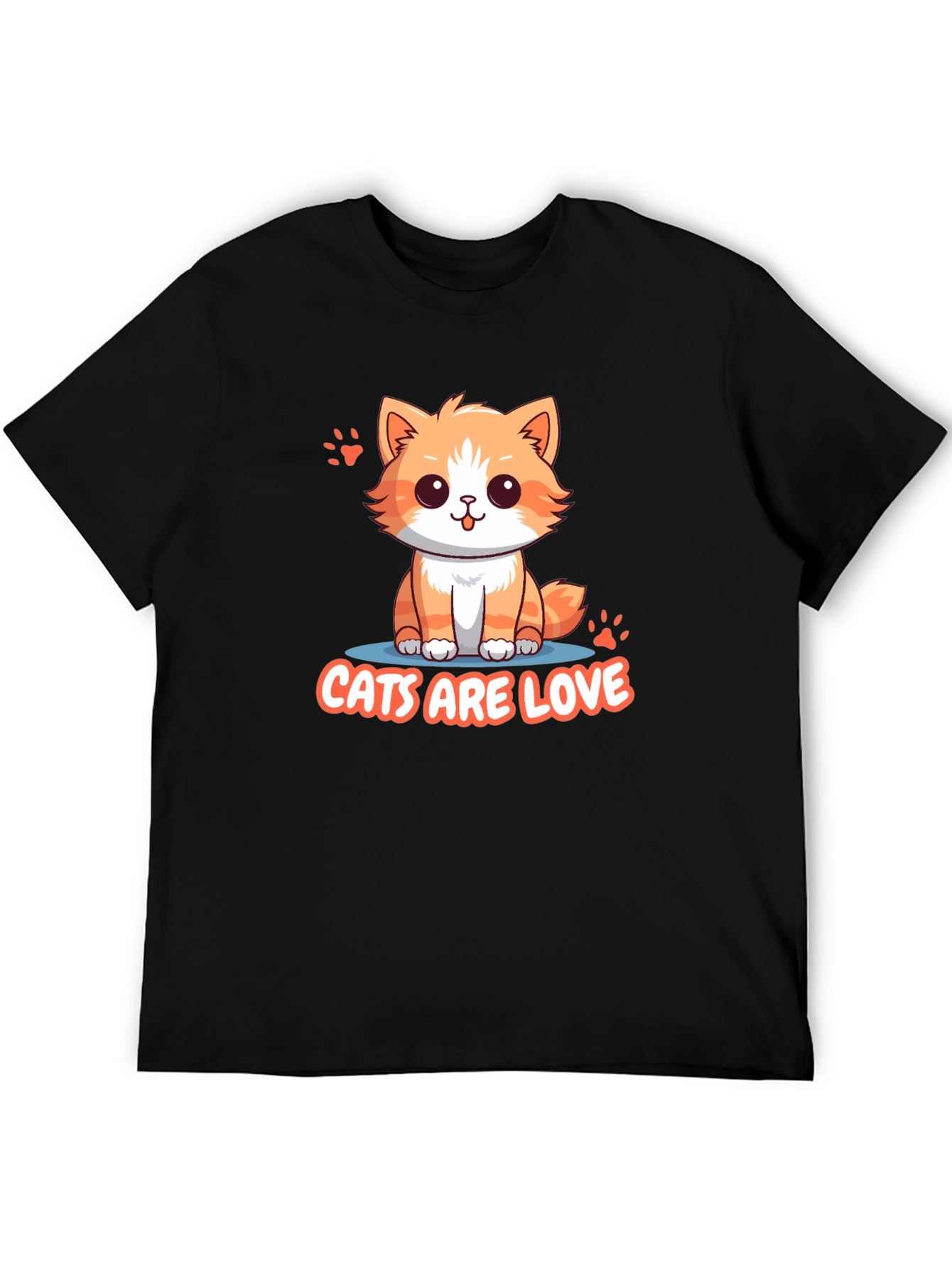 Cute Cats Are Love Black T-Shirt
