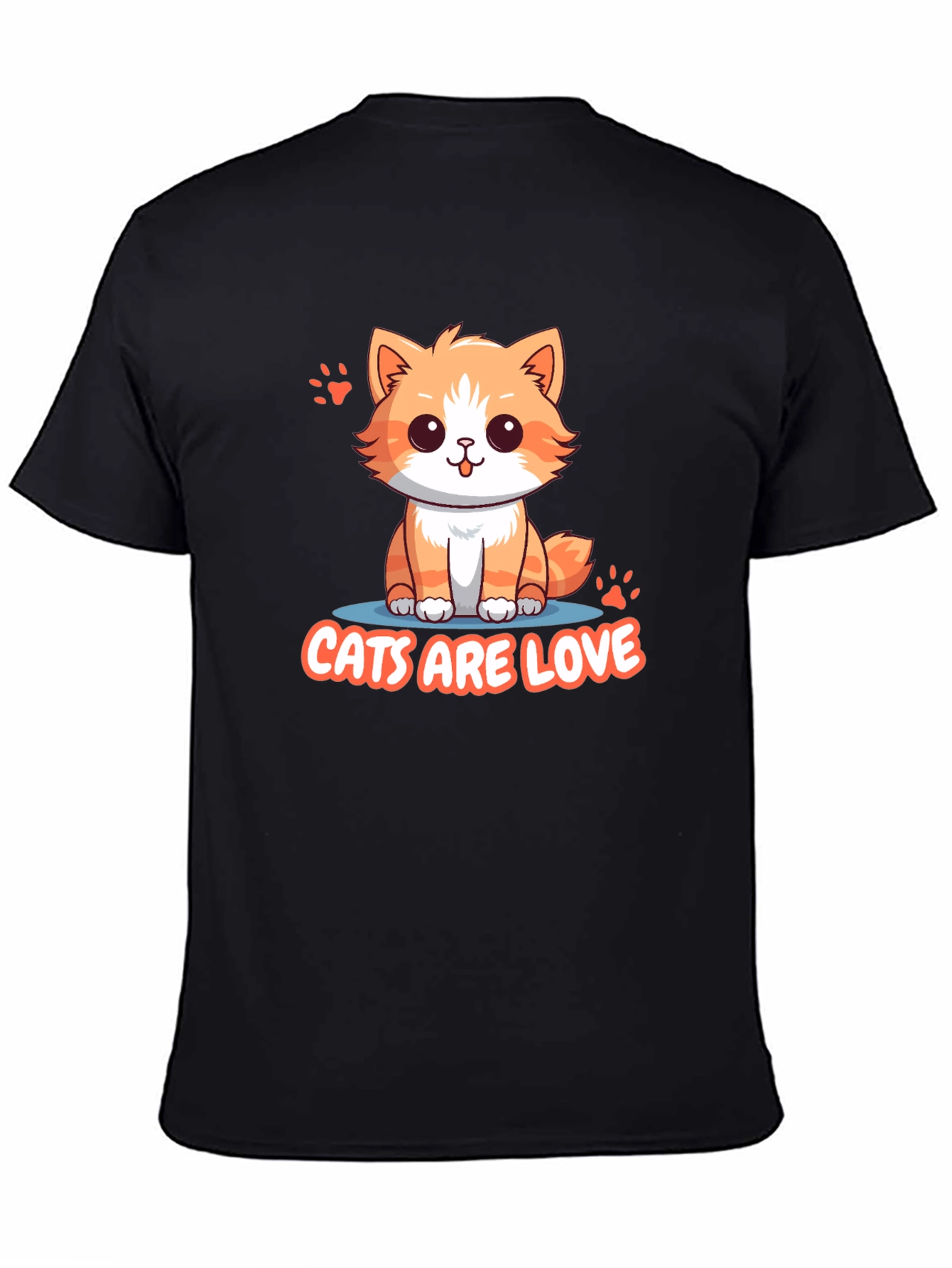 Cute Cats Are Love Black T-Shirt