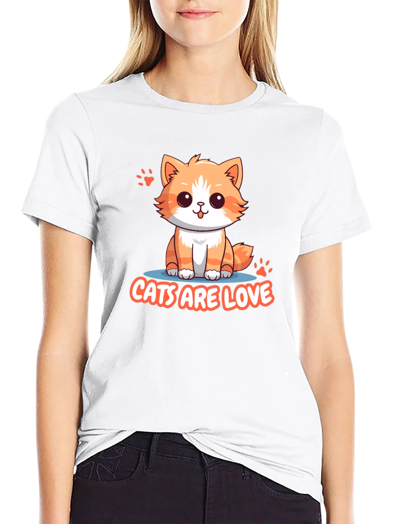 Cute Cats Are Love Black T-Shirt