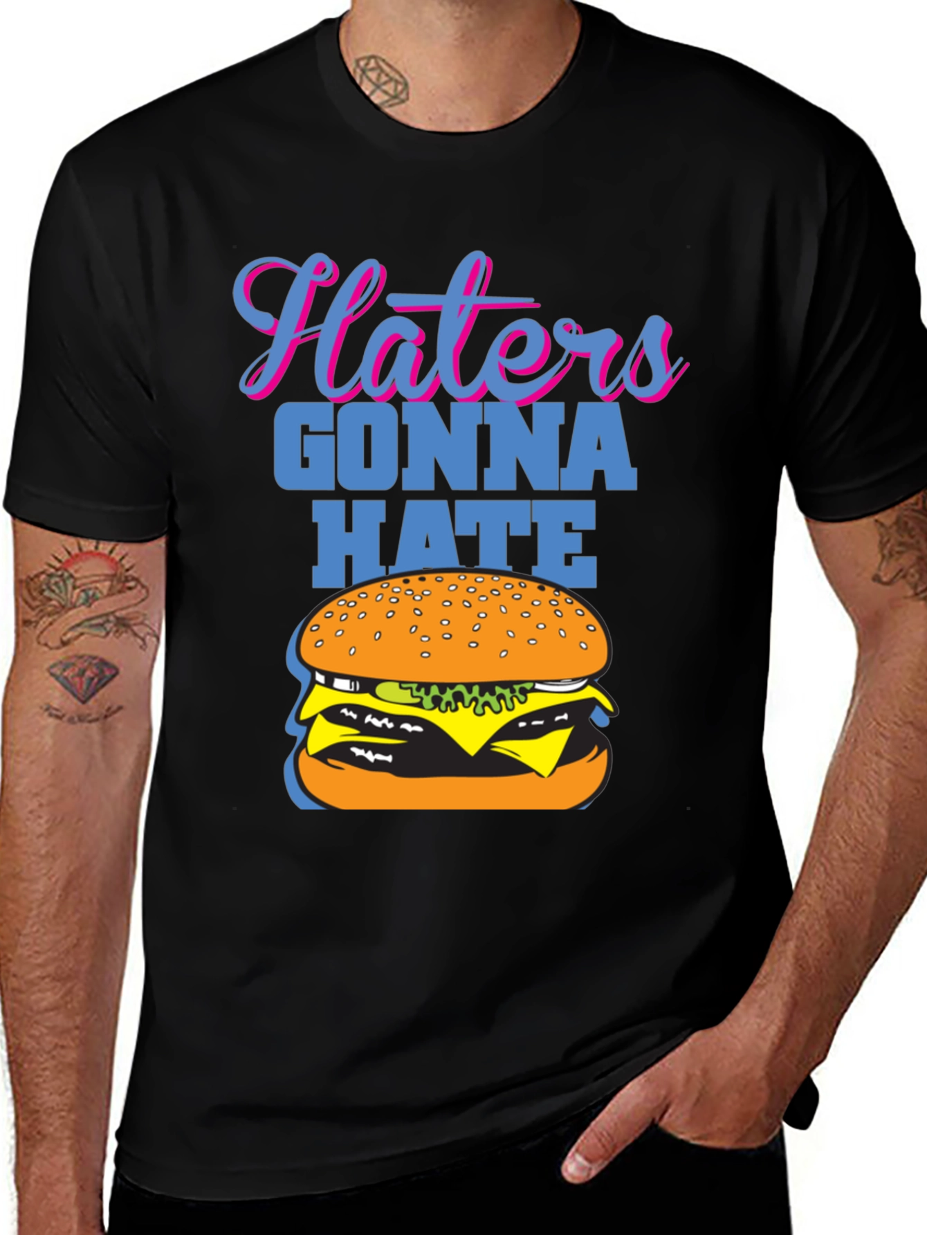 Haters Gonna Hate Burger Graphic T-Shirt