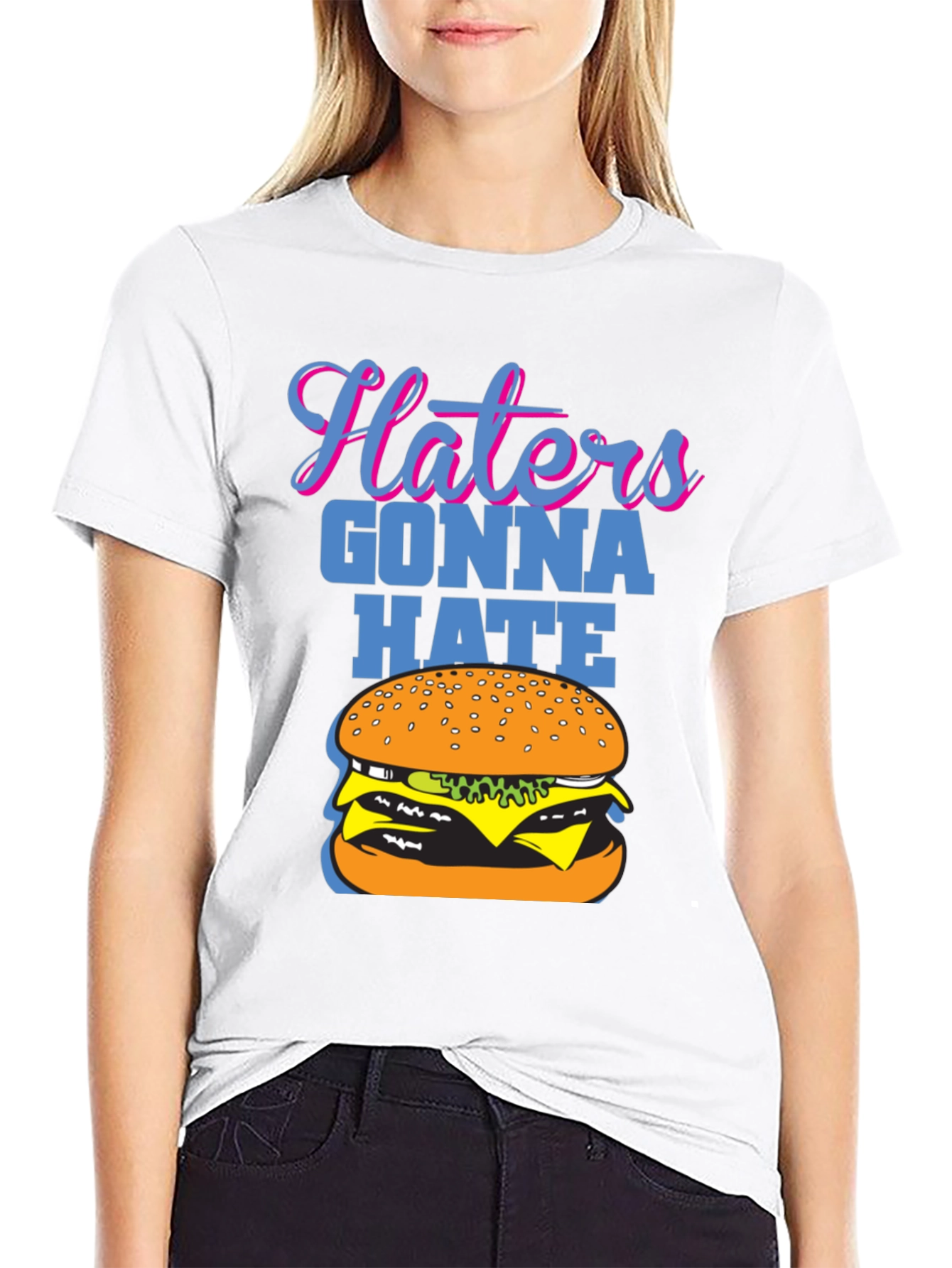 Haters Gonna Hate Burger Graphic T-Shirt