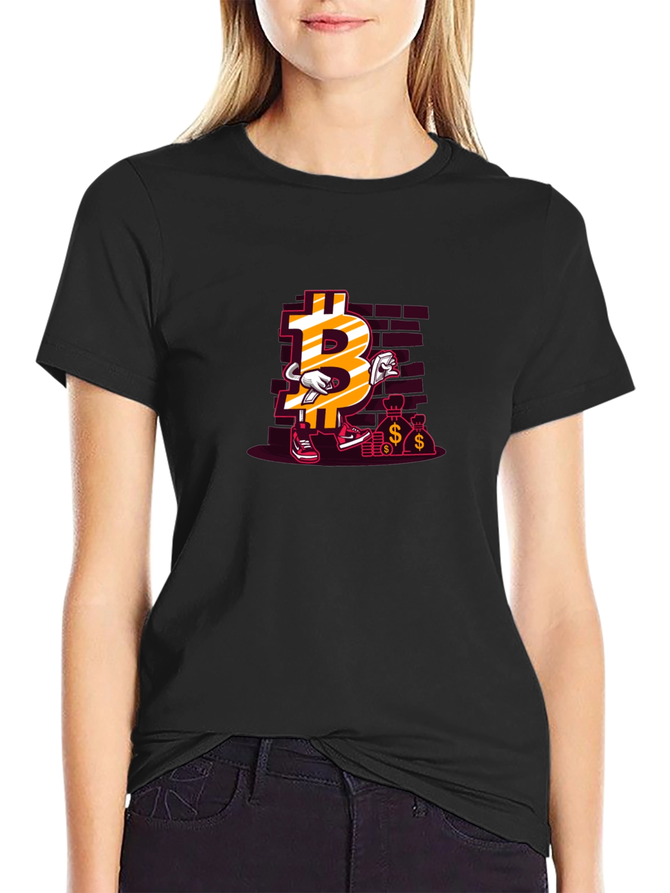 Bitcoin Cartoon Graphic T-Shirt