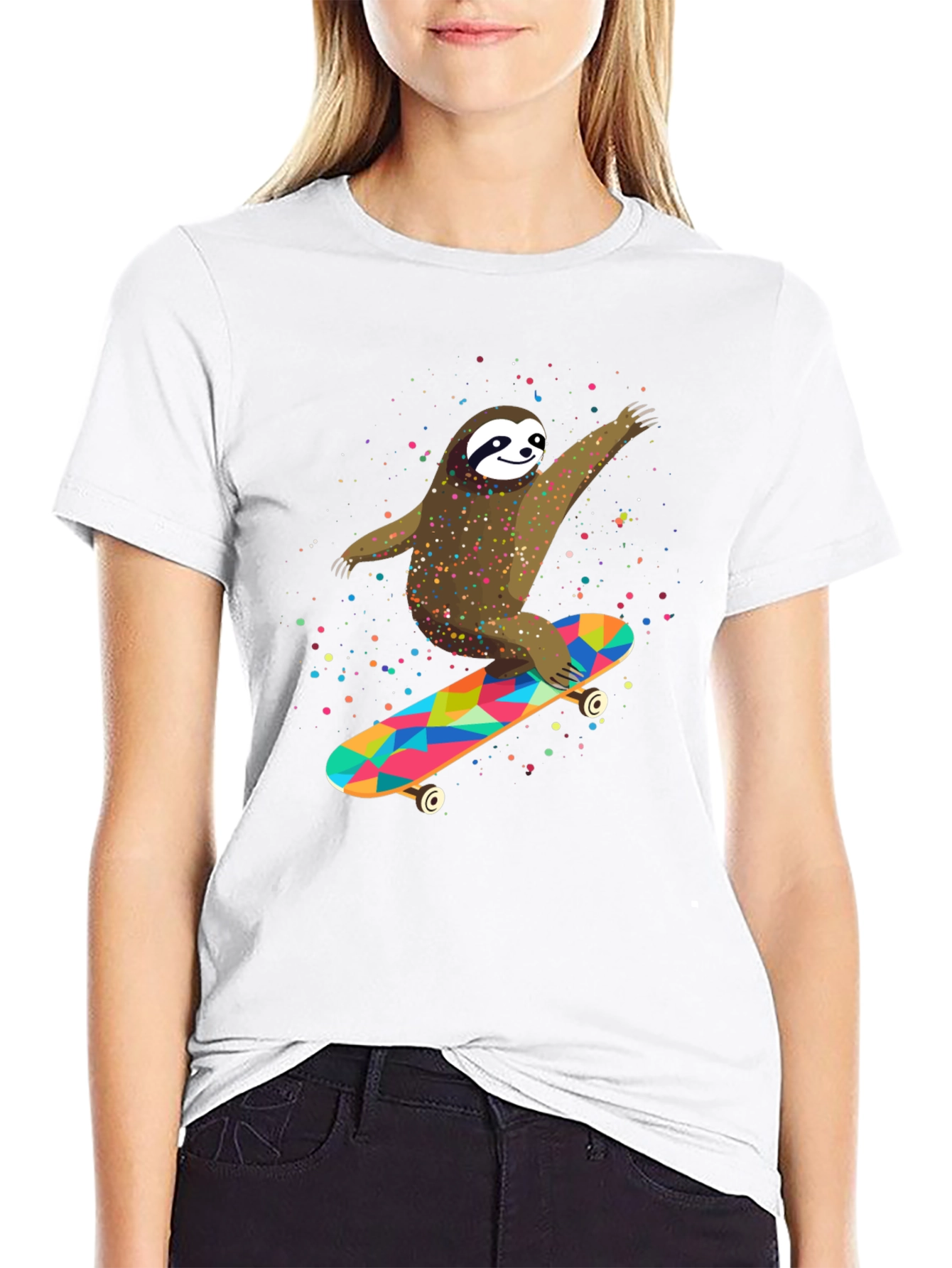 Sloth Skateboarder Graphic Tee - Fun & Unique Design