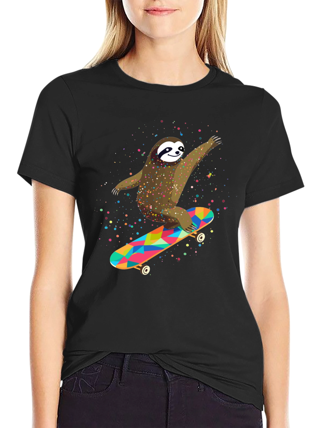 Sloth Skateboarder Graphic Tee - Fun & Unique Design