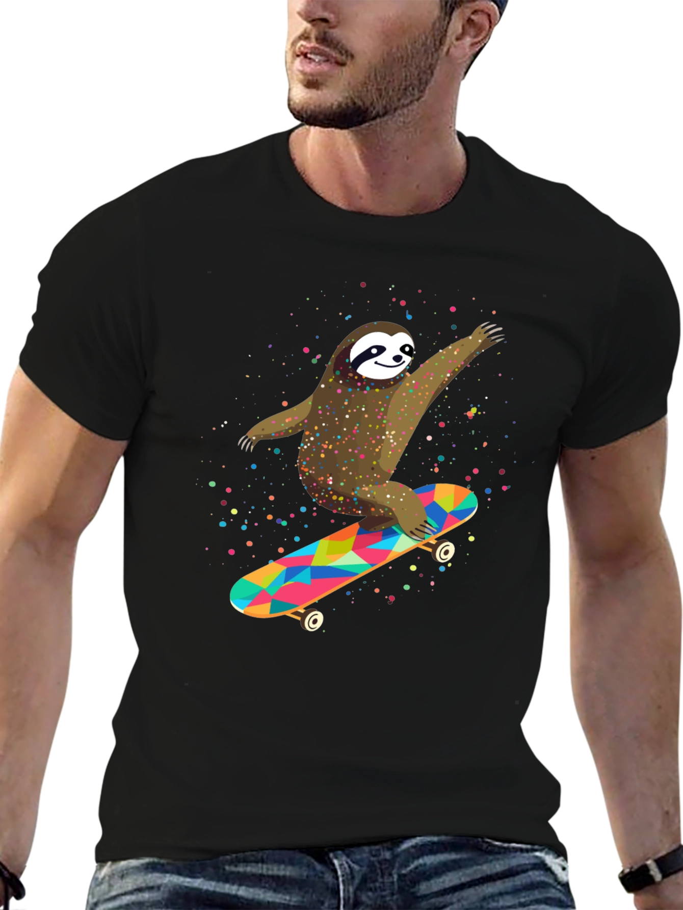 Sloth Skateboarder Graphic Tee - Fun & Unique Design
